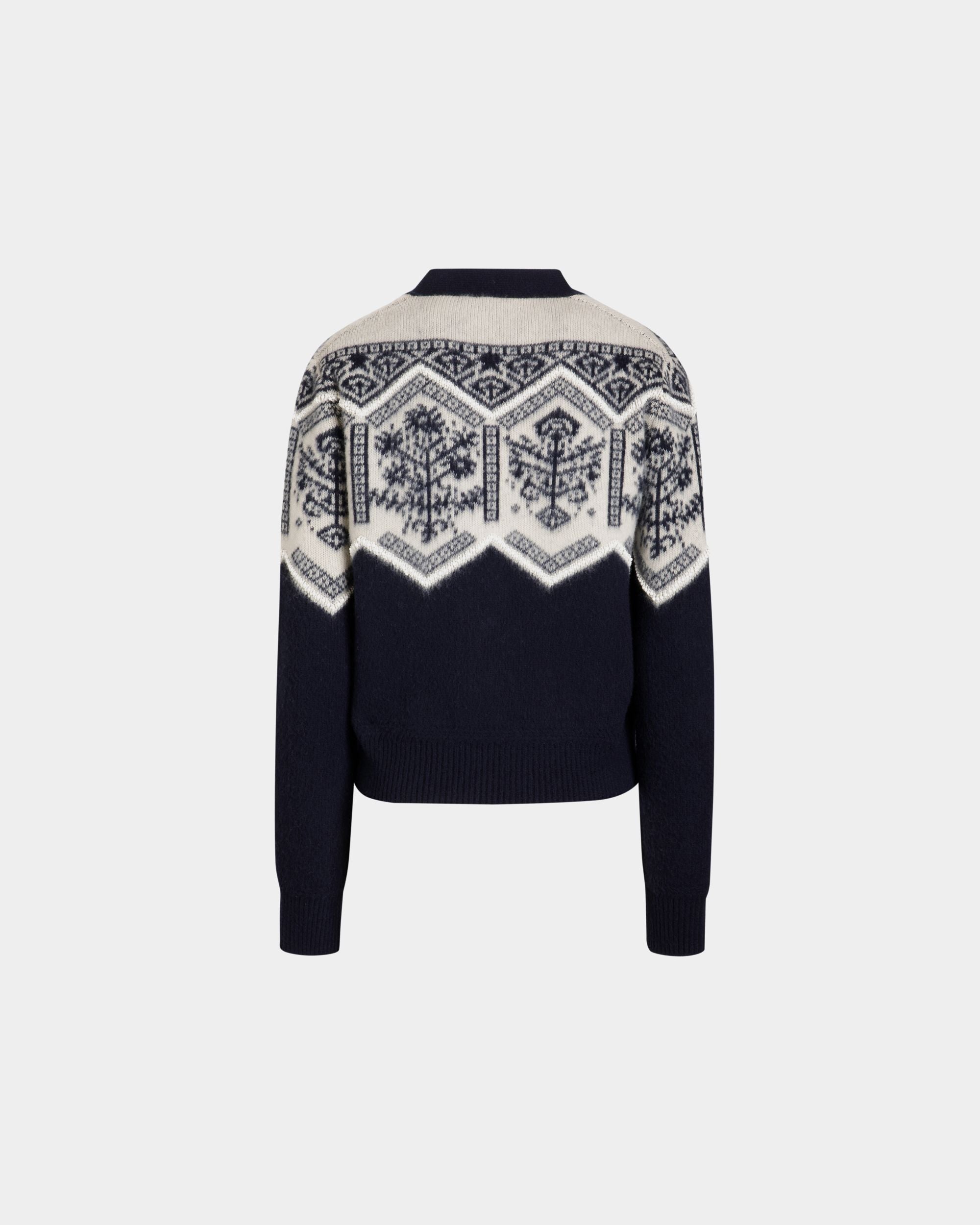 Winter Capsule Cardigan Aus Wolle In Navy Blue Mit Heritage-Blume - Damen - Bally - 07
