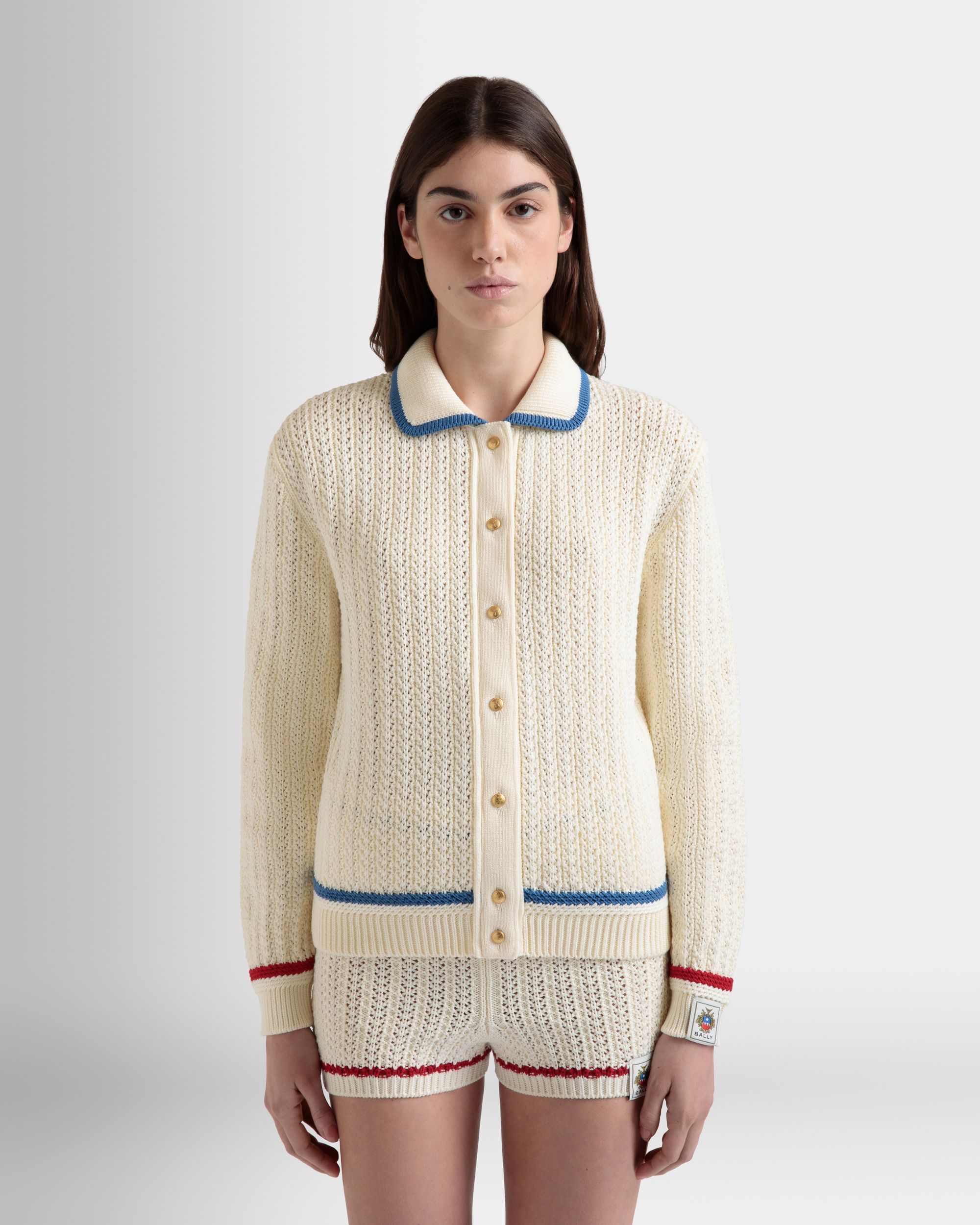 Cárdigan De Algodón Marfil - Mujer - Bally - 08