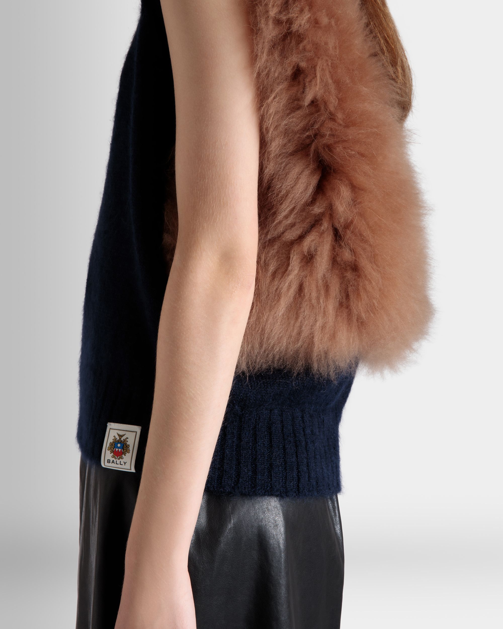 Strickweste Aus Mohair Und Seide In Navy Blue Und Praline Beige - Damen - Bally - 08