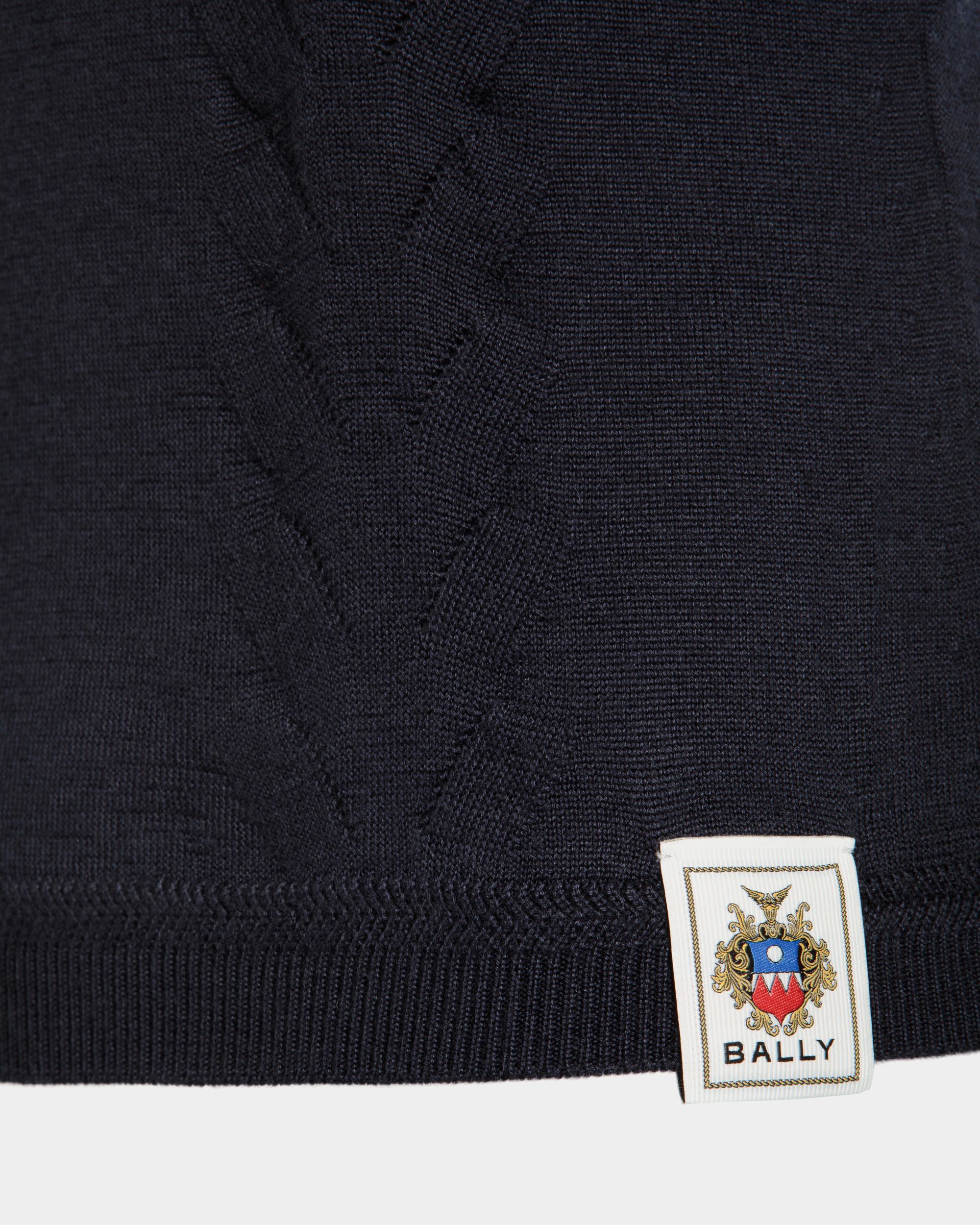 Long Sleeve Top in Navy Blue Cashmere And Silk - Women's - Bally - 04