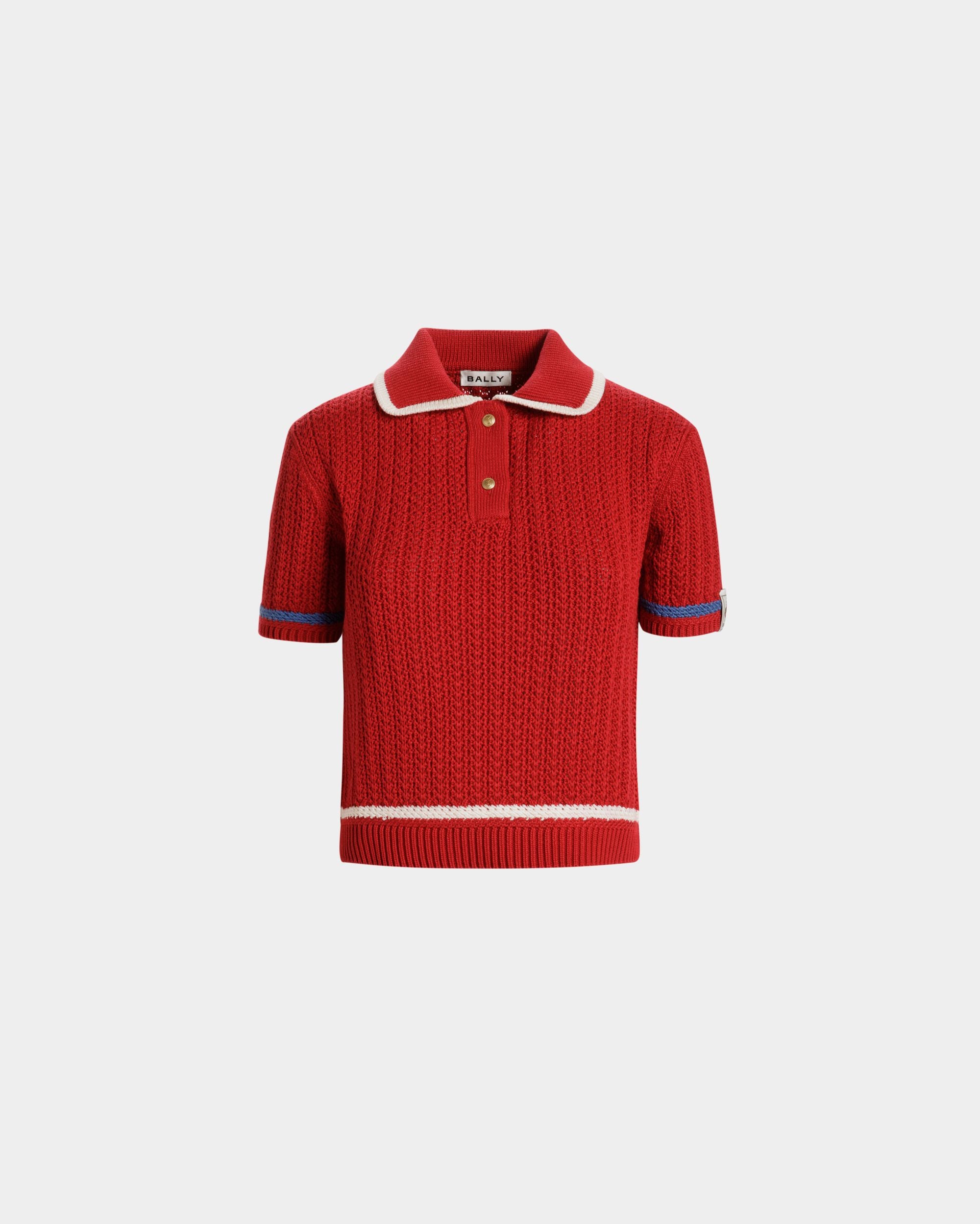 Gestricktes Poloshirt Aus Baumwolle In Rot - Damen - Bally - 01