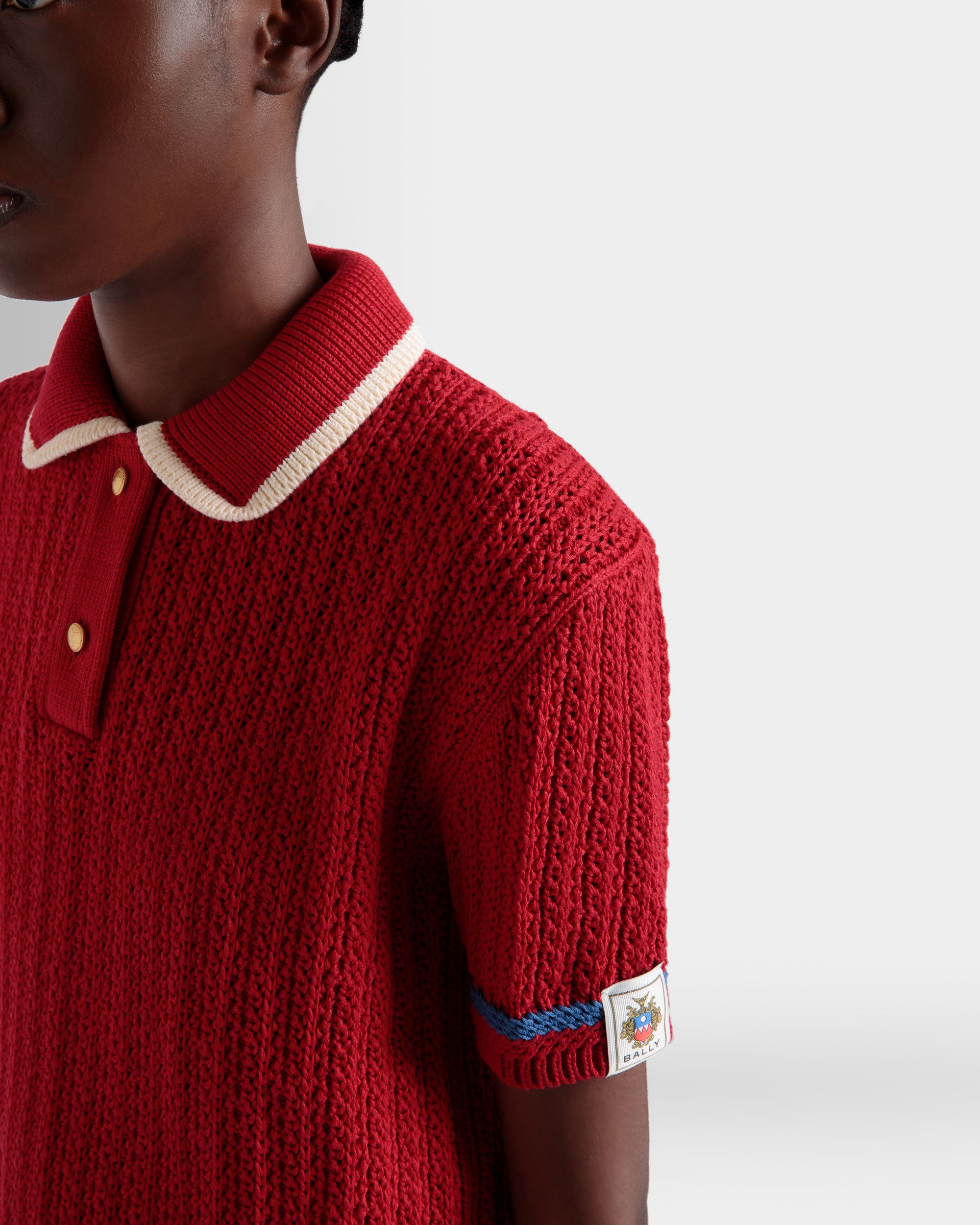 Gestricktes Poloshirt Aus Baumwolle In Rot - Damen - Bally - 03