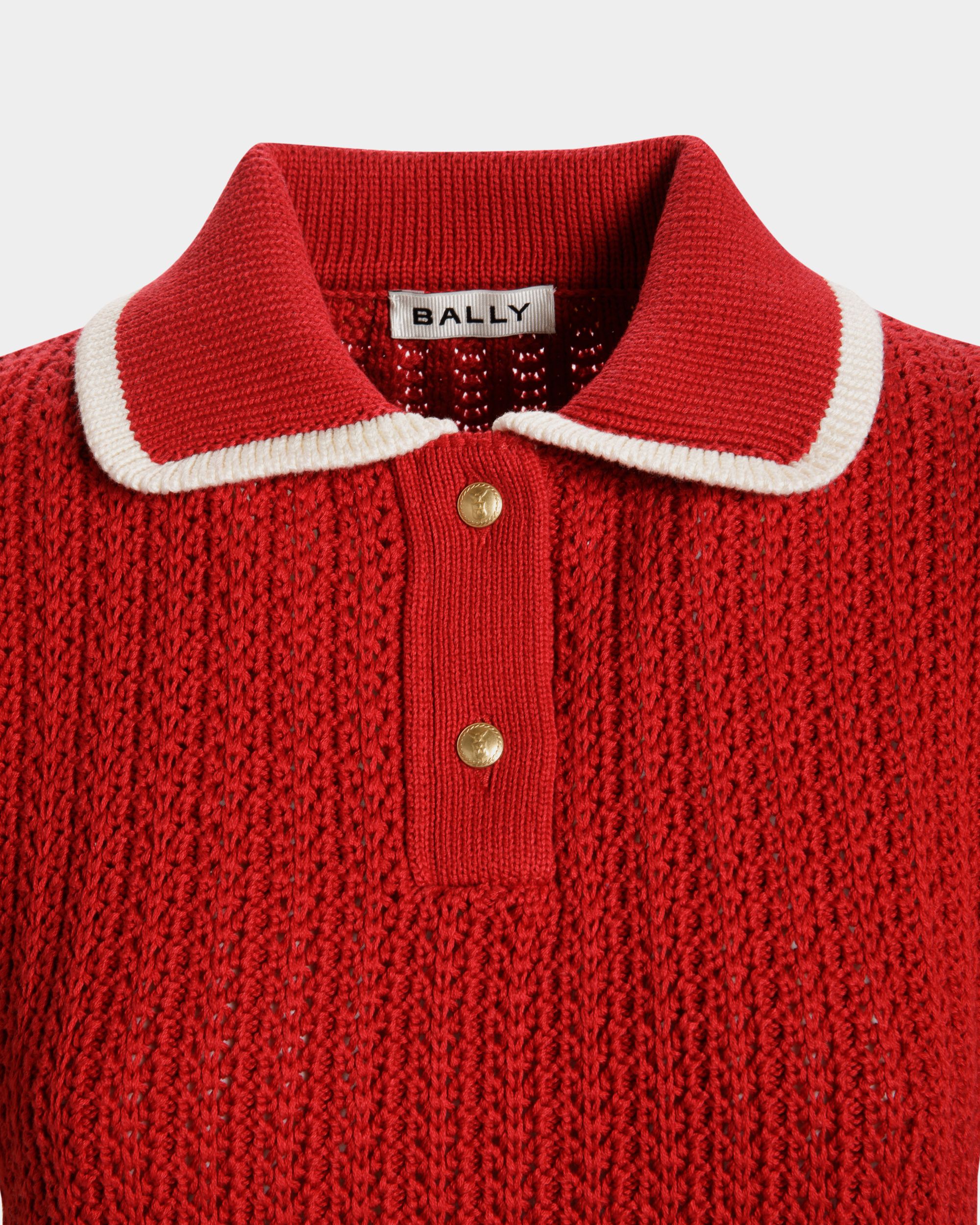 Gestricktes Poloshirt Aus Baumwolle In Rot - Damen - Bally - 04