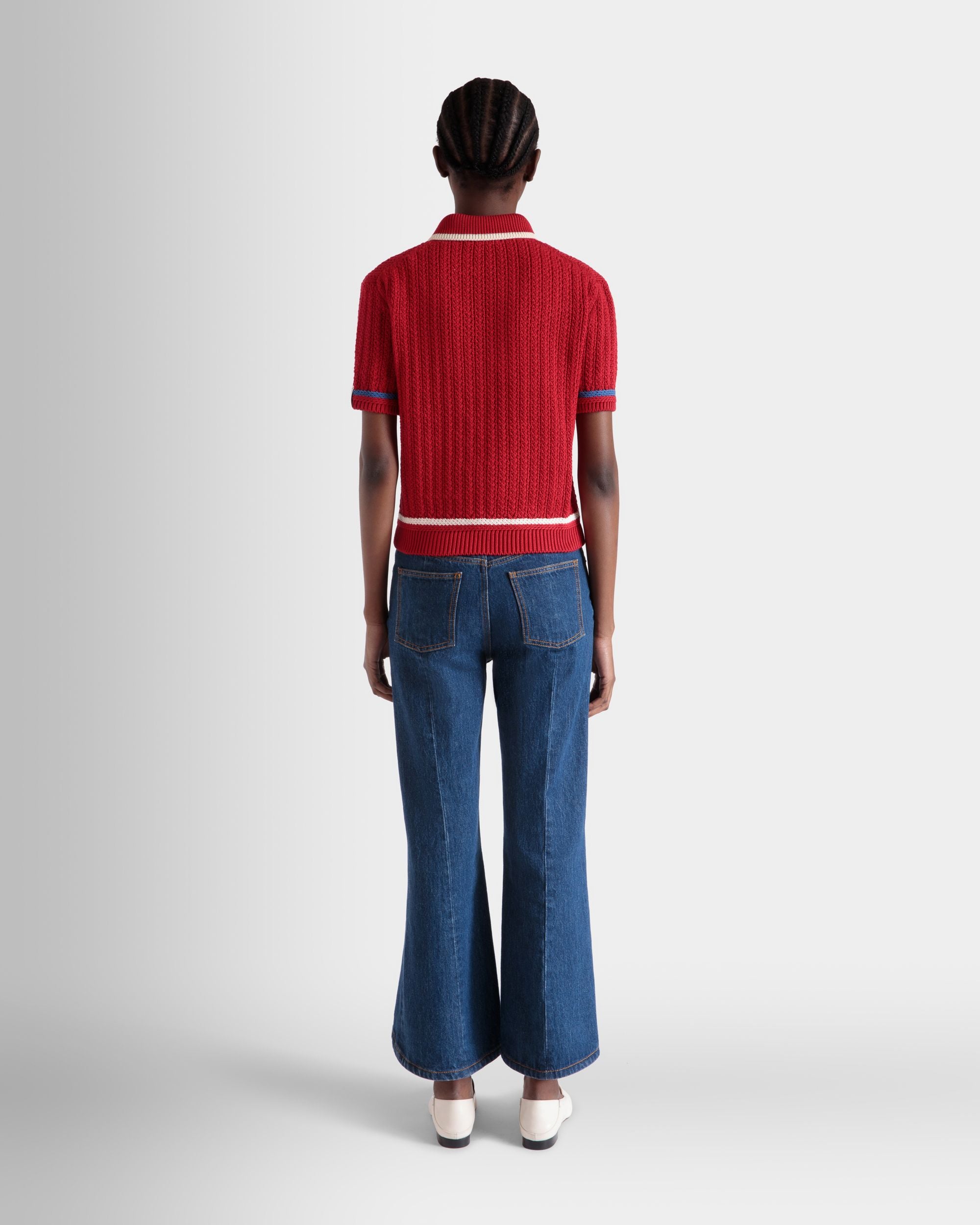 Gestricktes Poloshirt Aus Baumwolle In Rot - Damen - Bally - 06