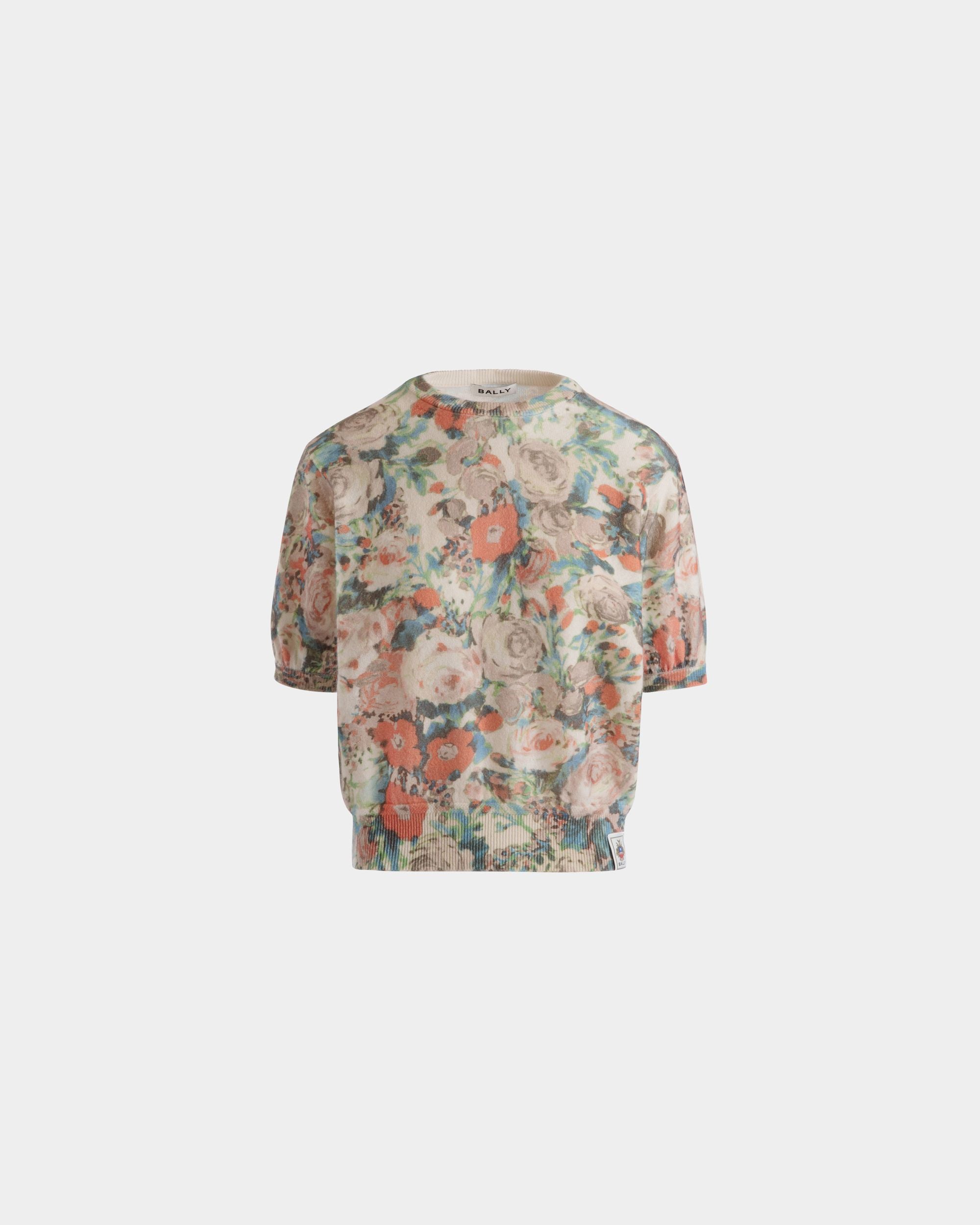 Top En Maille De Cachemire Multicolore Avec Imprimé Rosengarten - Femme - Bally - 01
