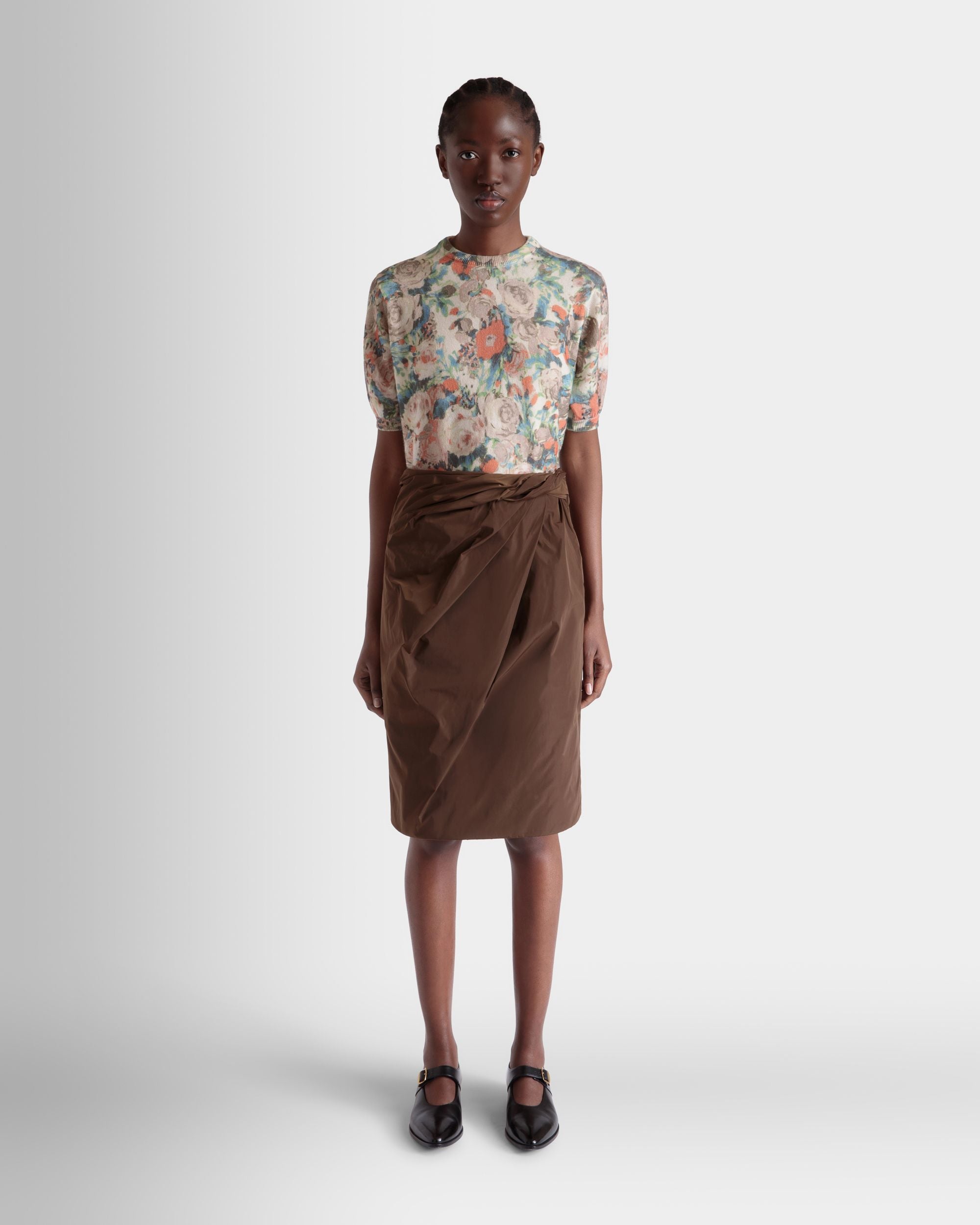 Top En Maille De Cachemire Multicolore Avec Imprimé Rosengarten - Femme - Bally - 02