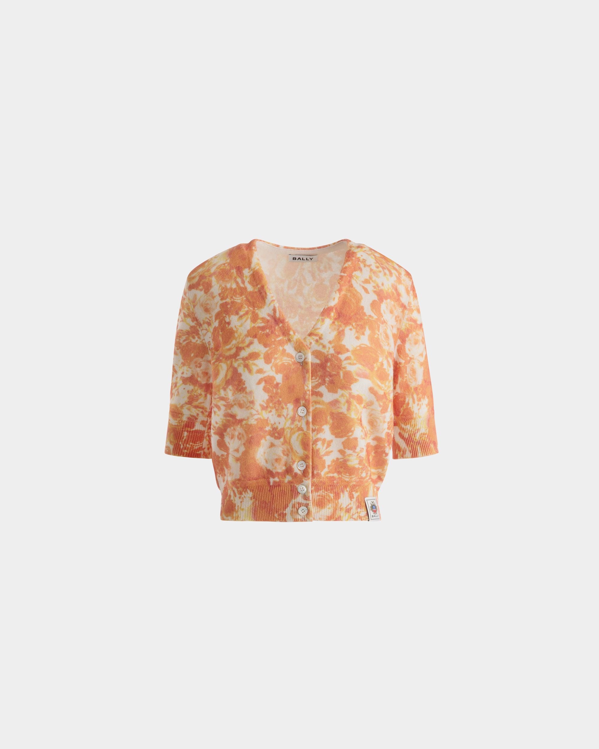 Cardigan Avec Imprimé Rosengarten En Cachemire Koi Orange - Femme - Bally - 01