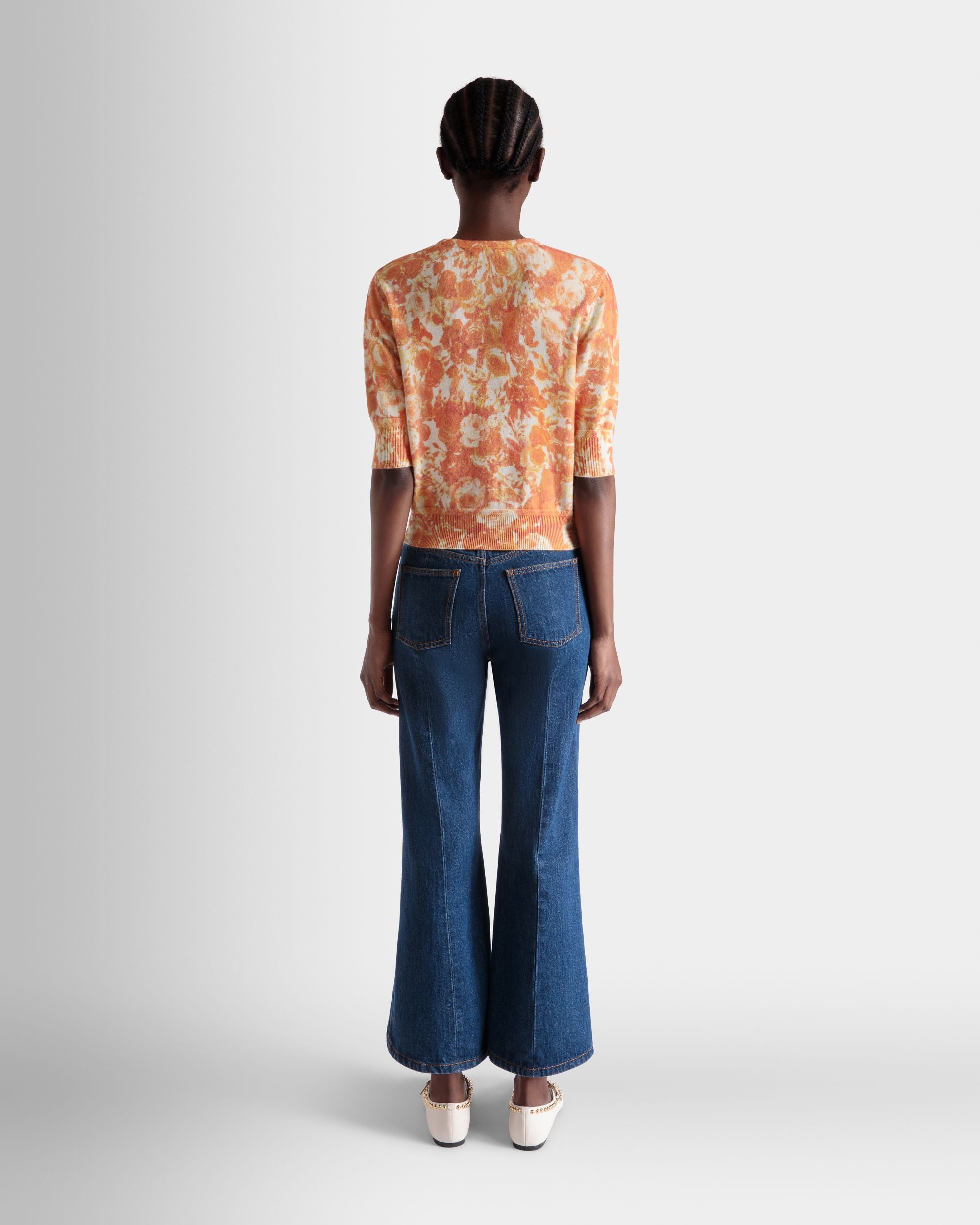 Cardigan Avec Imprimé Rosengarten En Cachemire Koi Orange - Femme - Bally - 06