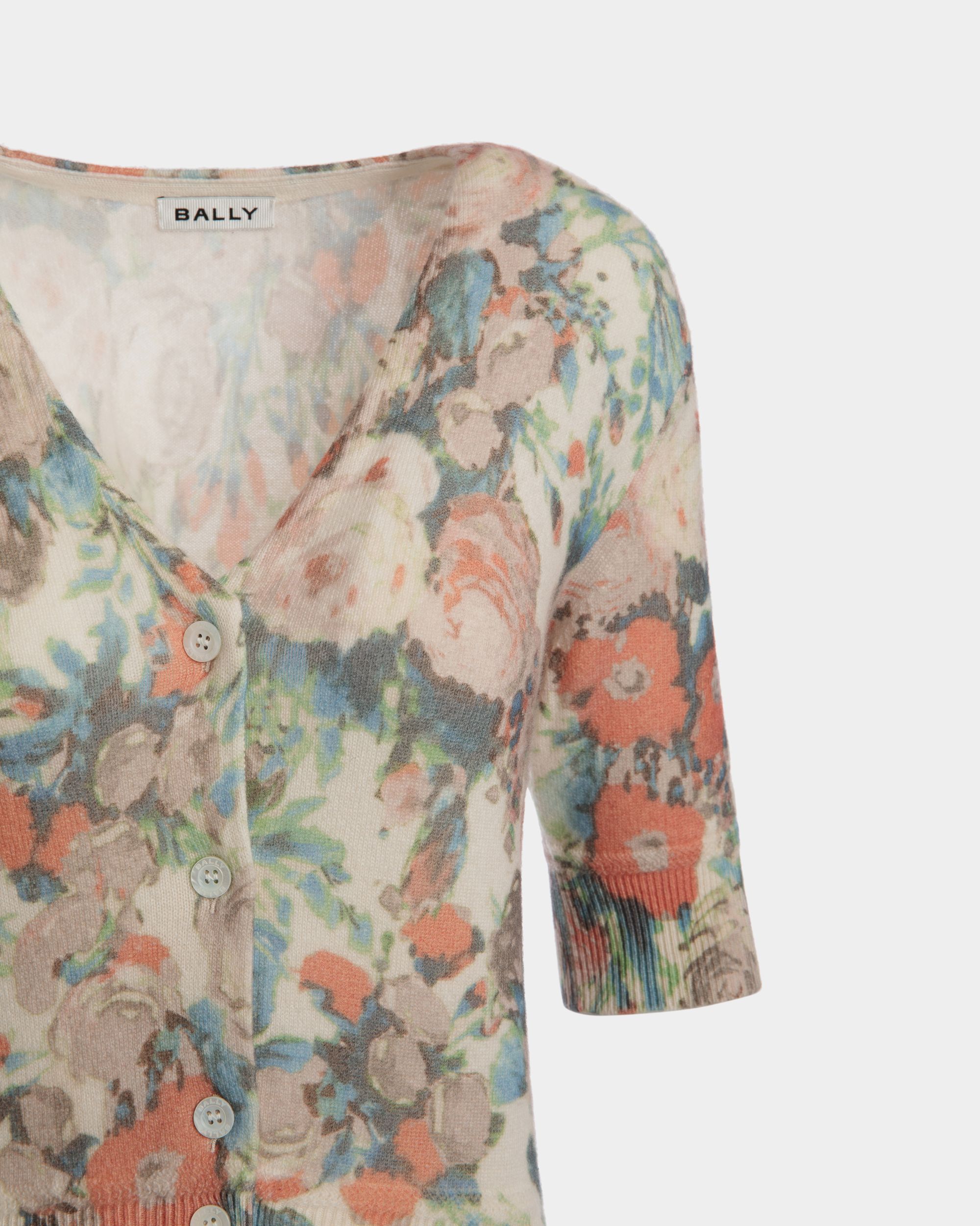 Cárdigan De Cachemira Multicolor Con Estampado Rosengarten - Mujer - Bally - 02