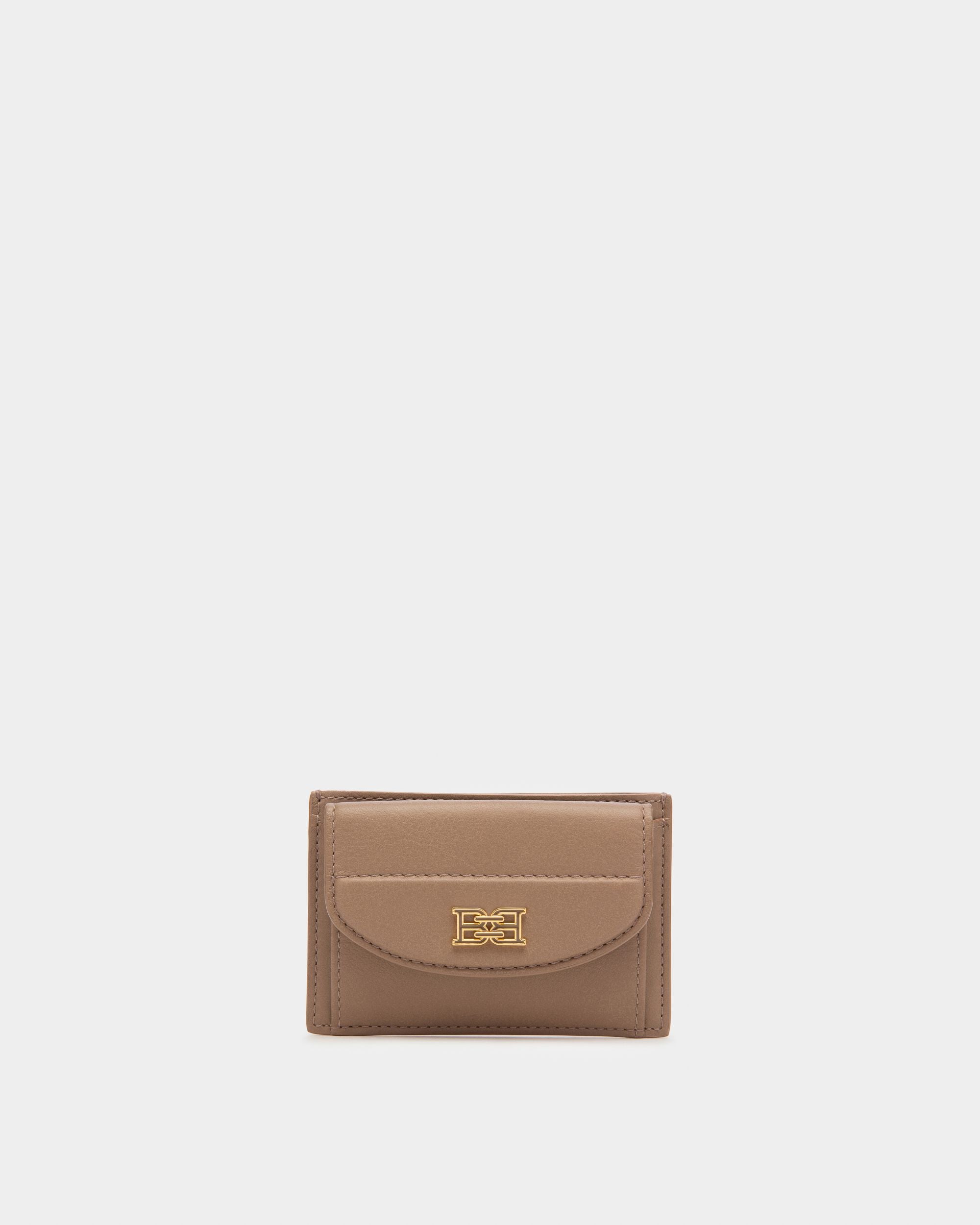 Belky Porte-Cartes En Cuir Taupe - Femme - Bally - 01