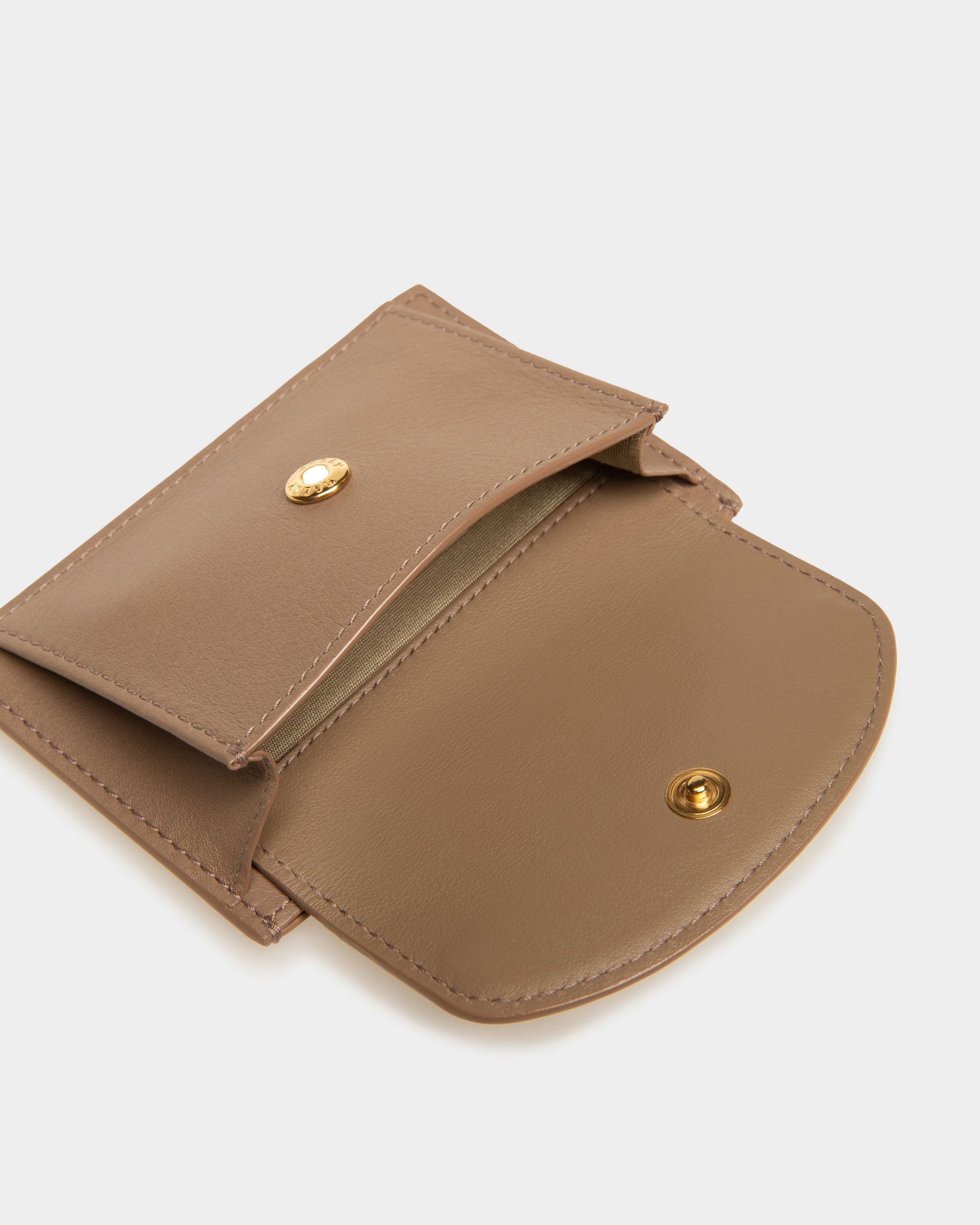 Belky Porte-Cartes En Cuir Taupe - Femme - Bally - 04