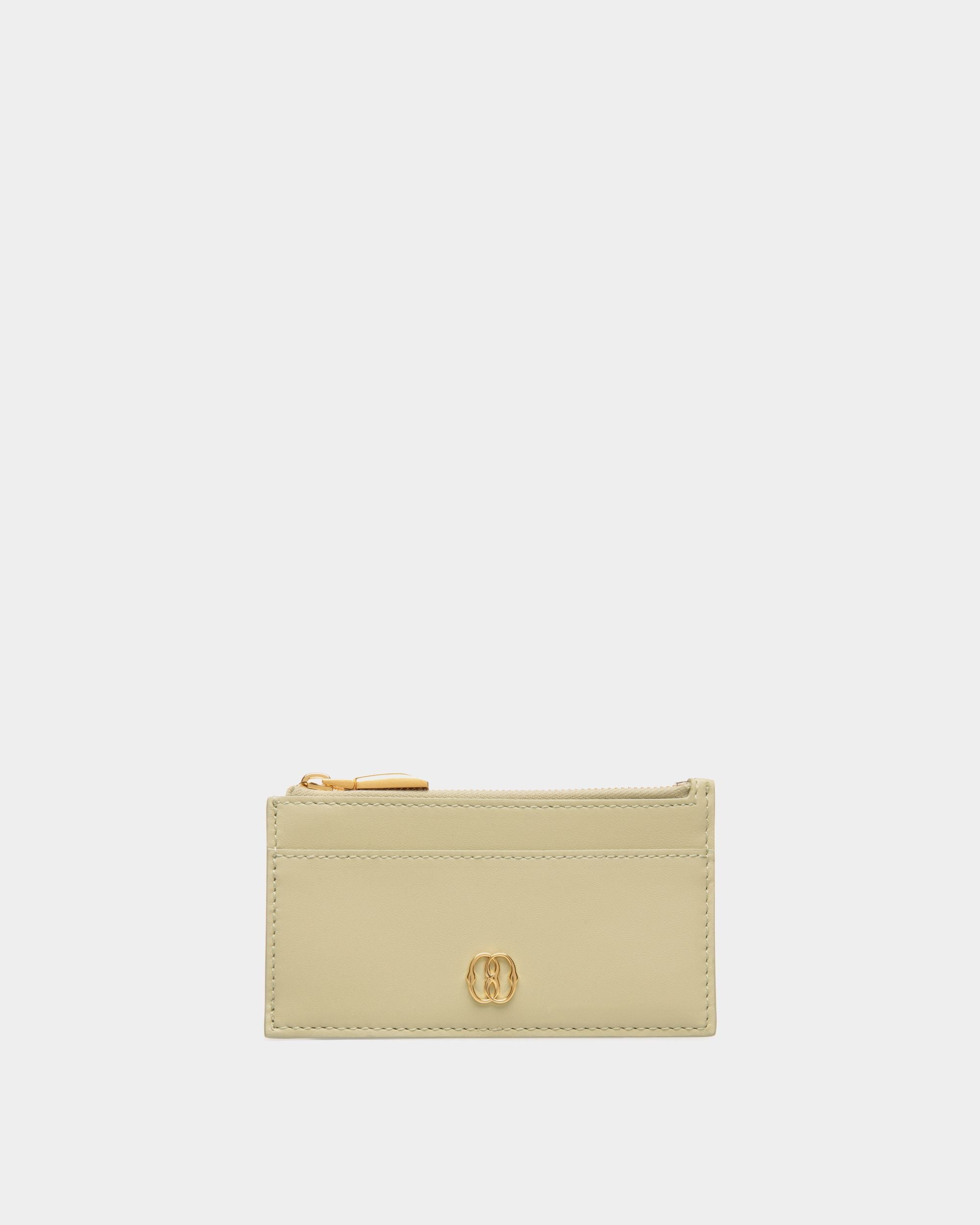 Emblem Kartenetui Mit Reißverschluss Aus Leder In Light Green - Damen - Bally - 01