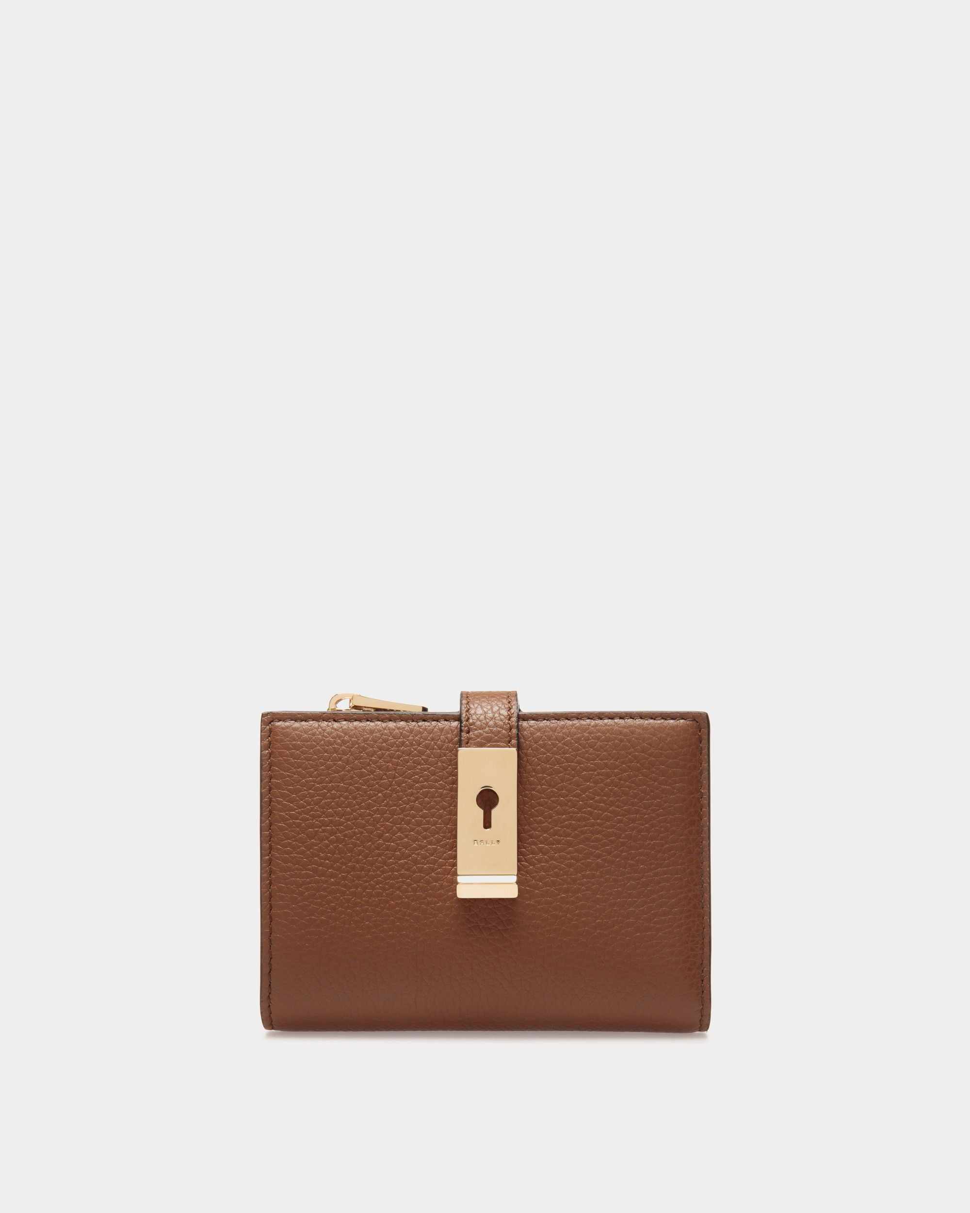 Lock Me Wallet in Brown Grained Leather - Femme - Bally - 01