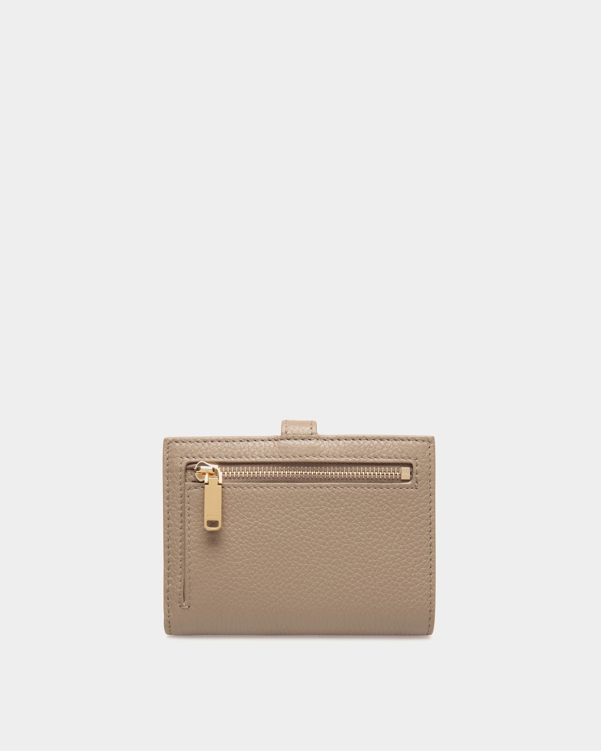 Portefeuille Lock Me En Cuir Grainé Taupe - Femme - Bally - 02