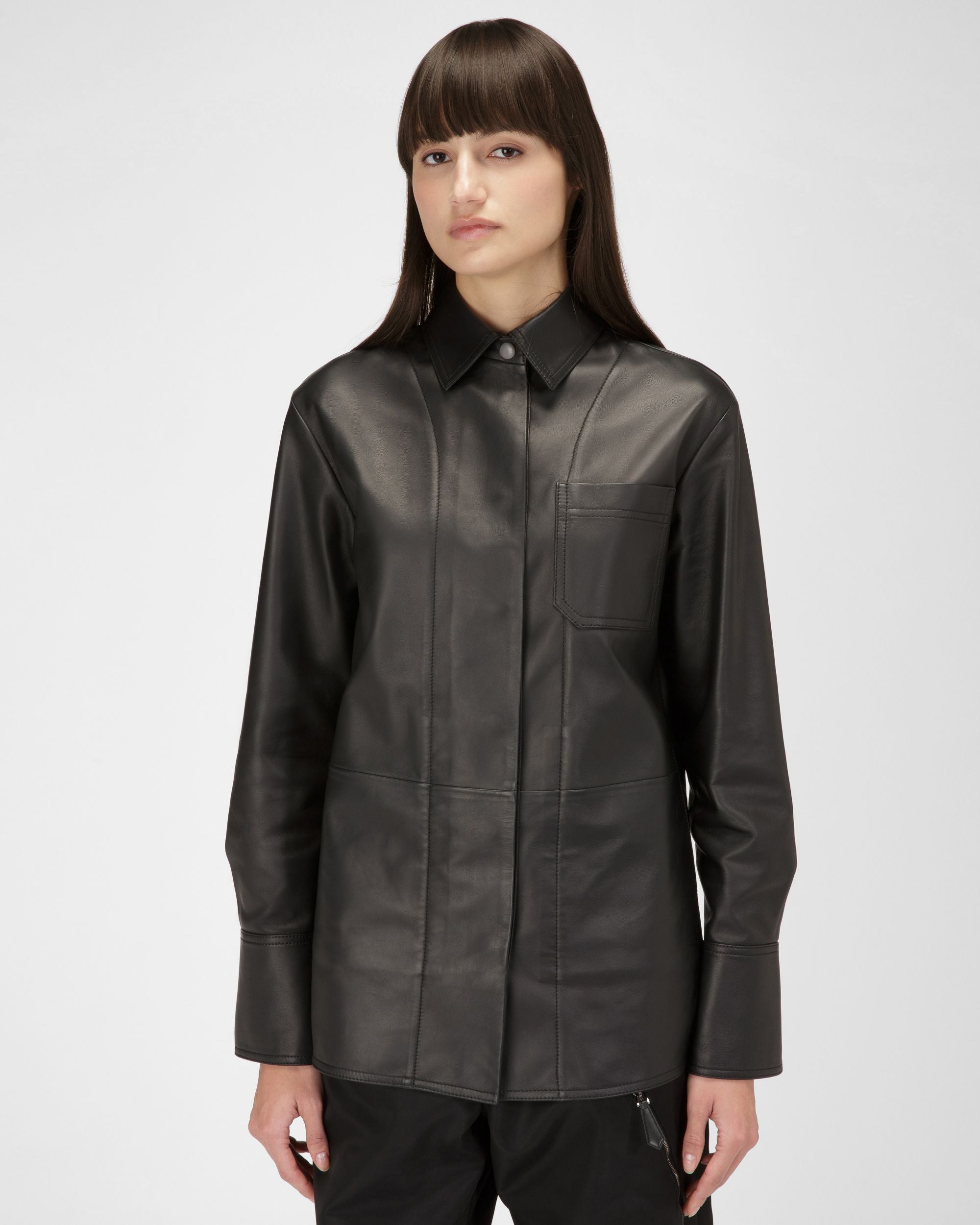 Chemise En Cuir Noir - Femme - Bally - 01
