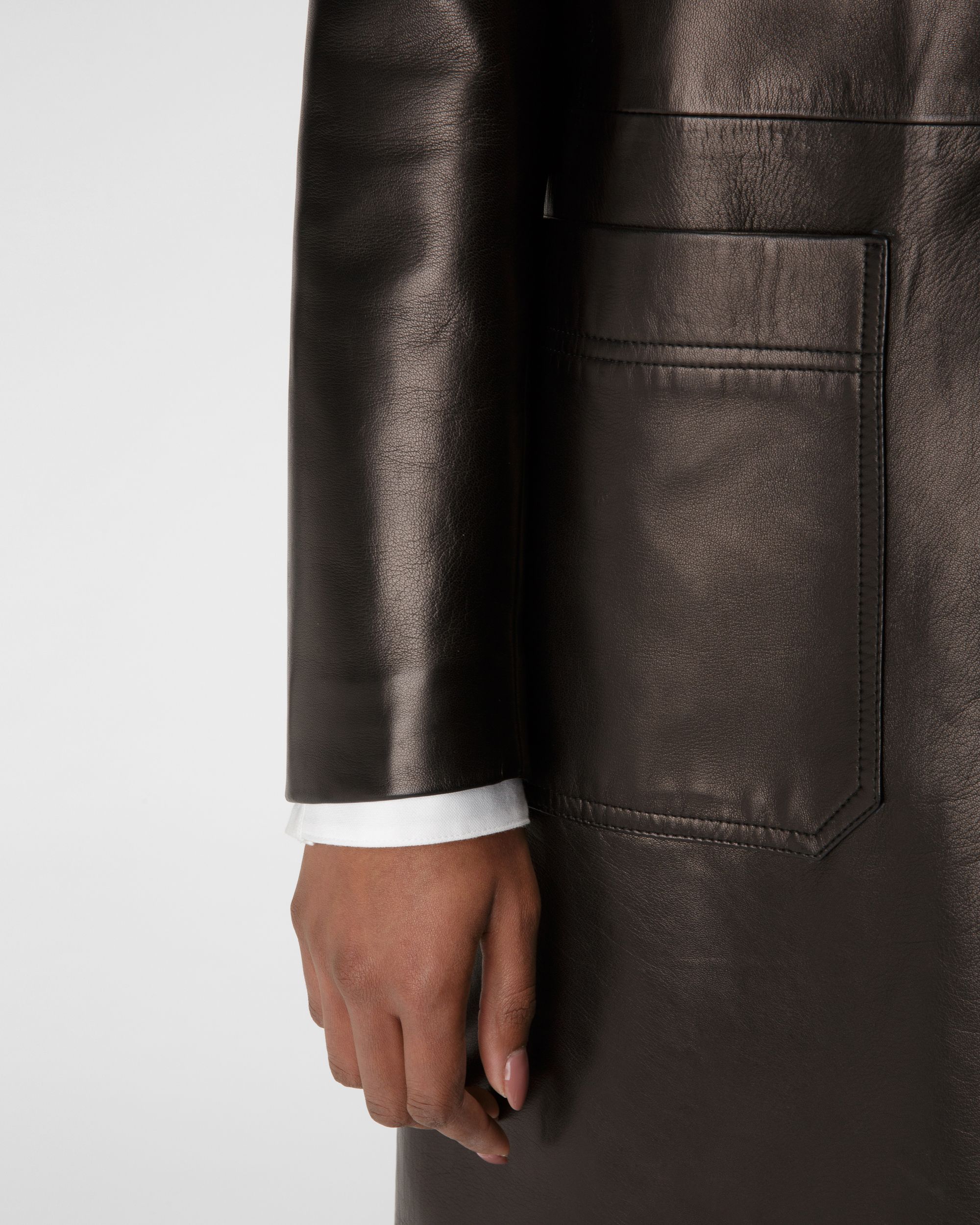 Vêtement D'Extérieur En Cuir Noir - Femme - Bally - 04