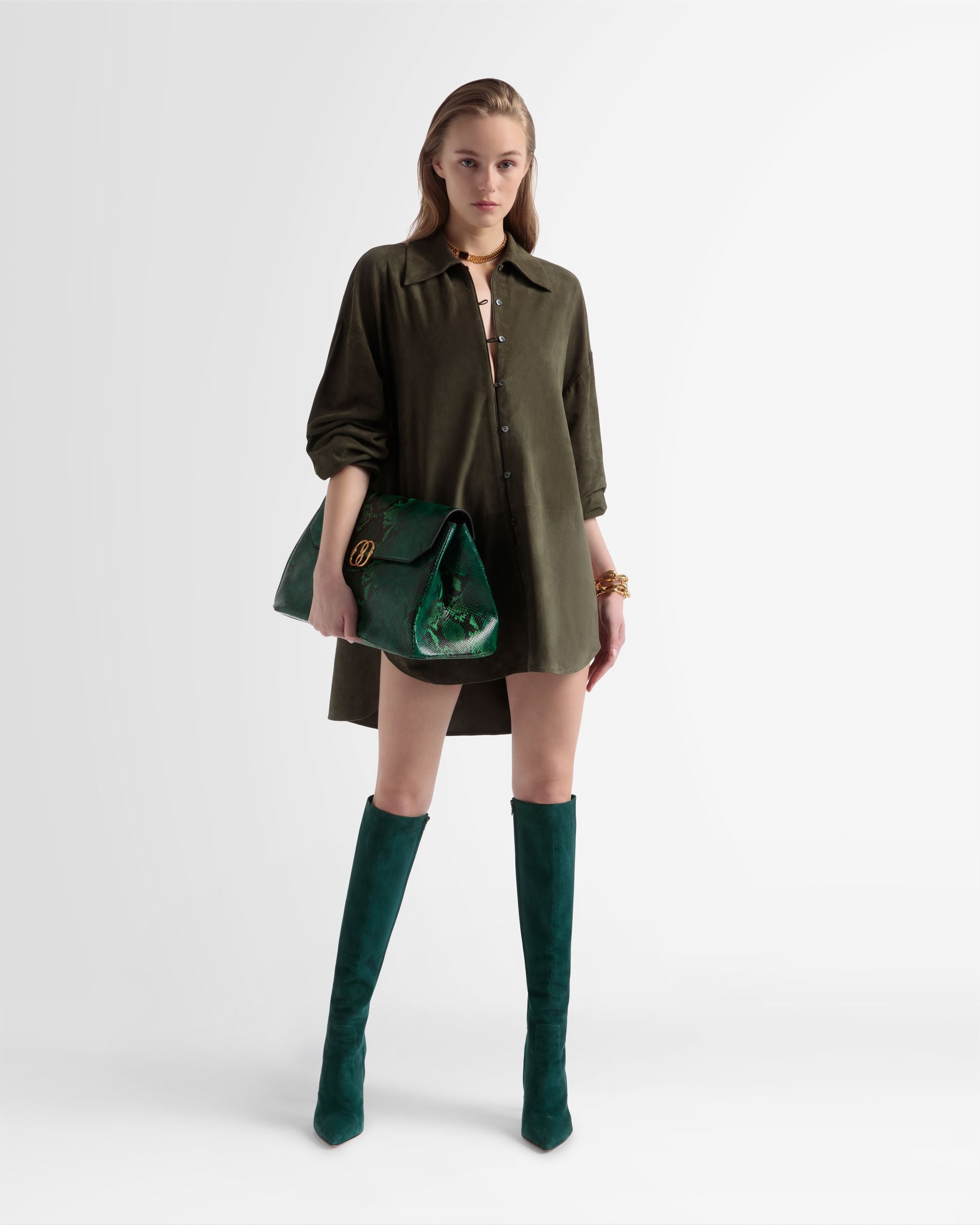 Oversized-Lederbluse In Grün - Damen - Bally - 01