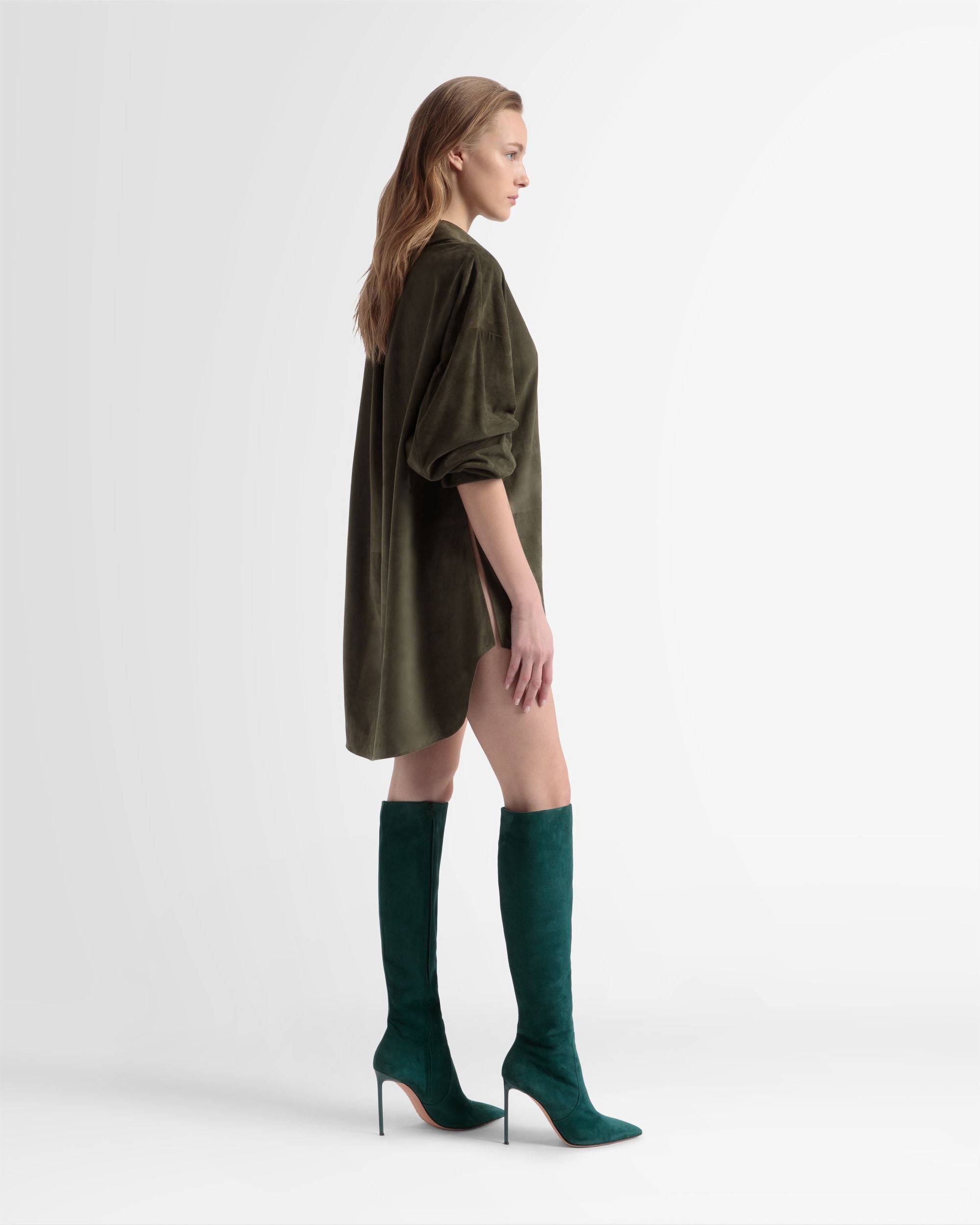 Oversized-Lederbluse In Grün - Damen - Bally - 04