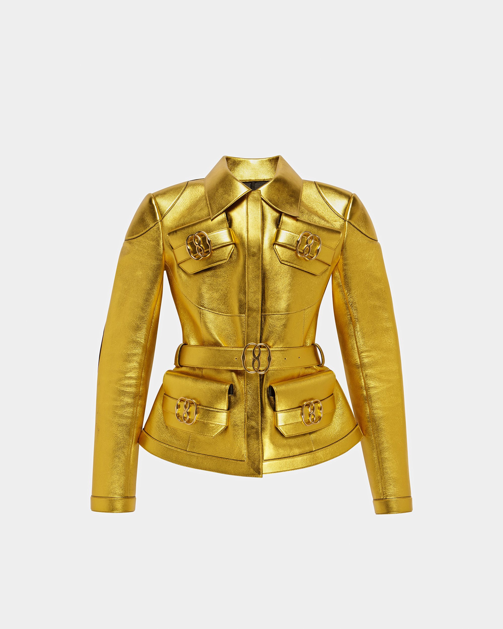 Lederjacke Mit Gürtel In Gold - Damen - Bally - 06