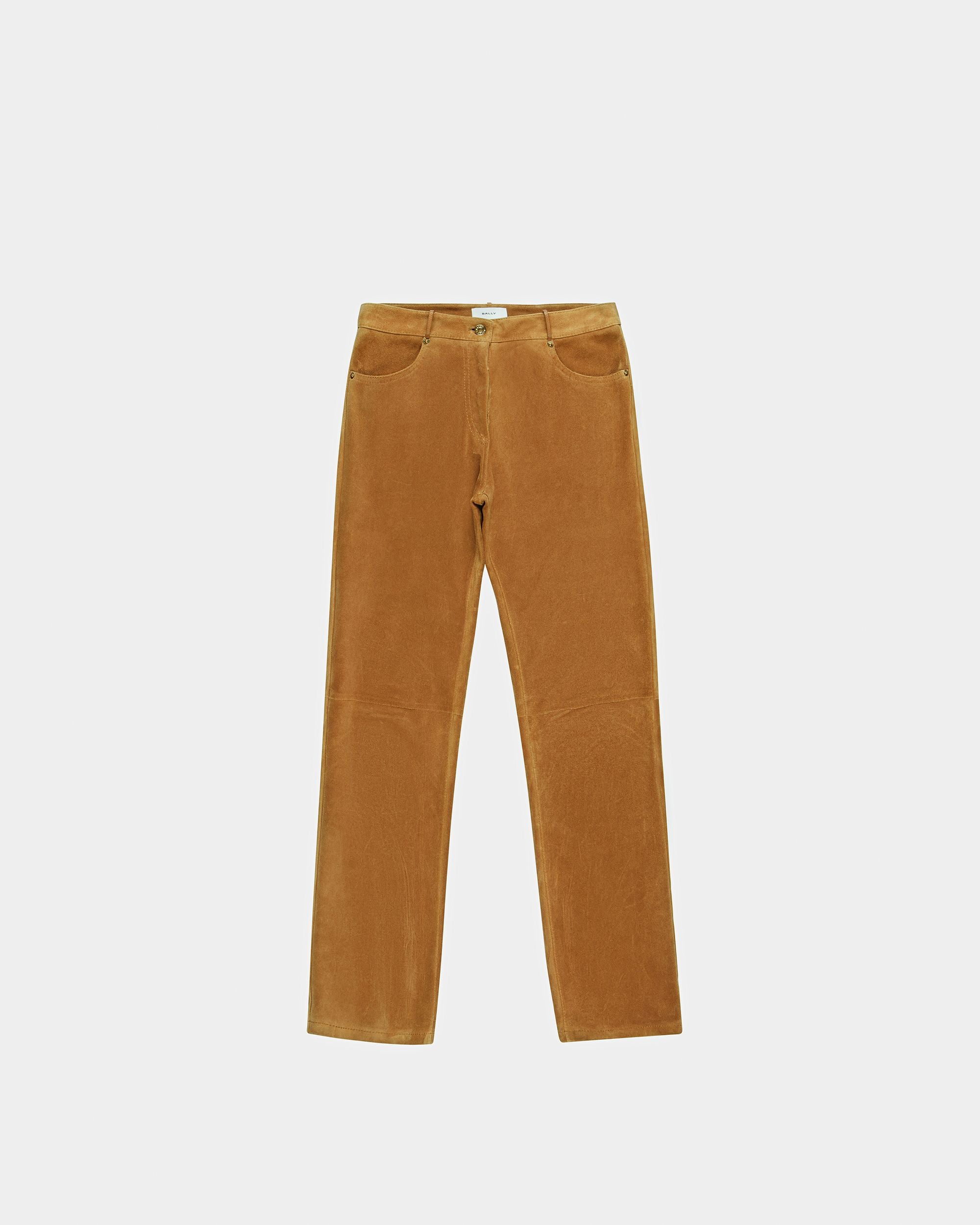 Pantalon En Cuir Jambe Droite De Couleur Désert - Femme - Bally - 05