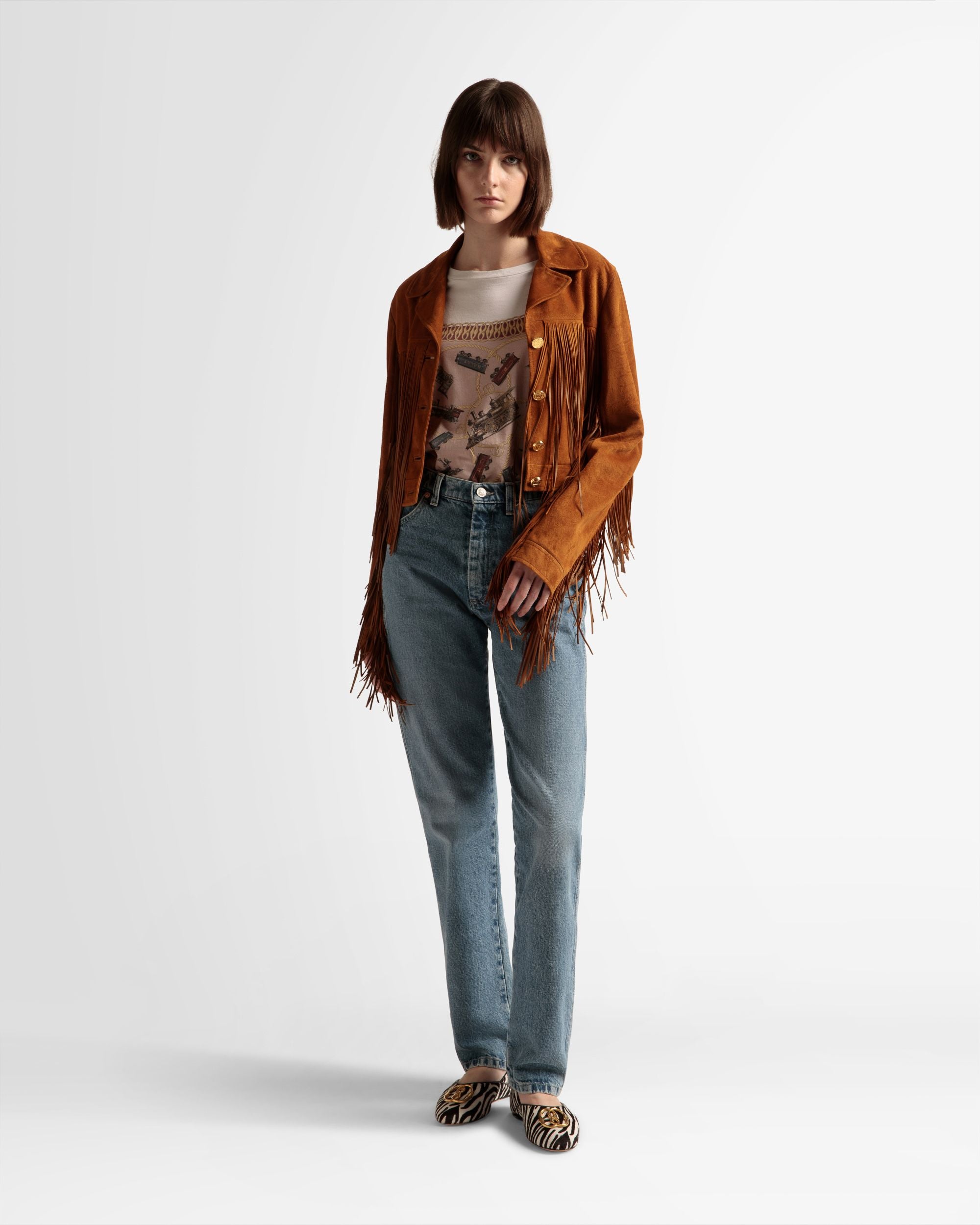 Tasseled Jacket In Desert Suede - Women's - Bally - 02