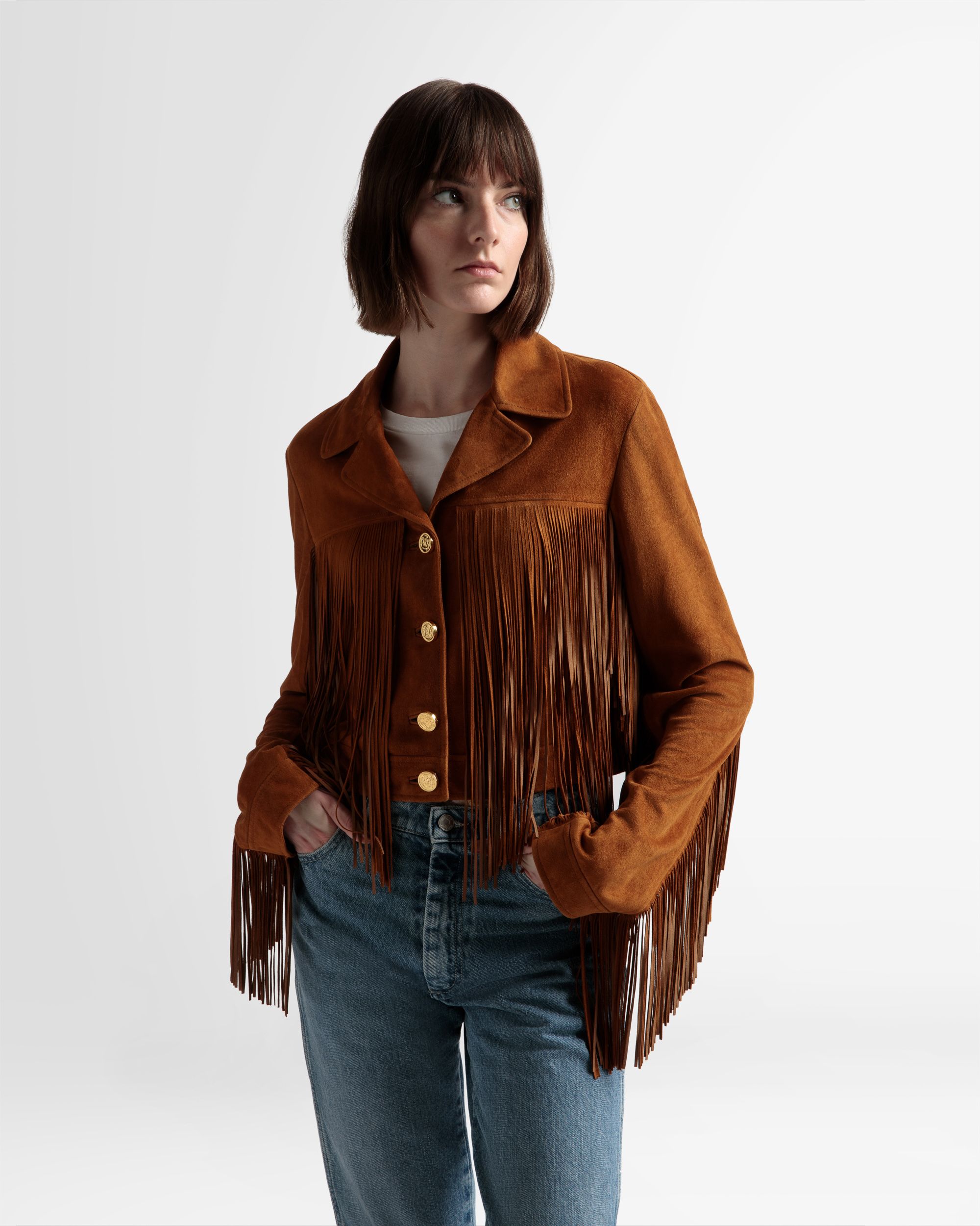 Tasseled Jacket In Desert Suede - Women's - Bally - 03