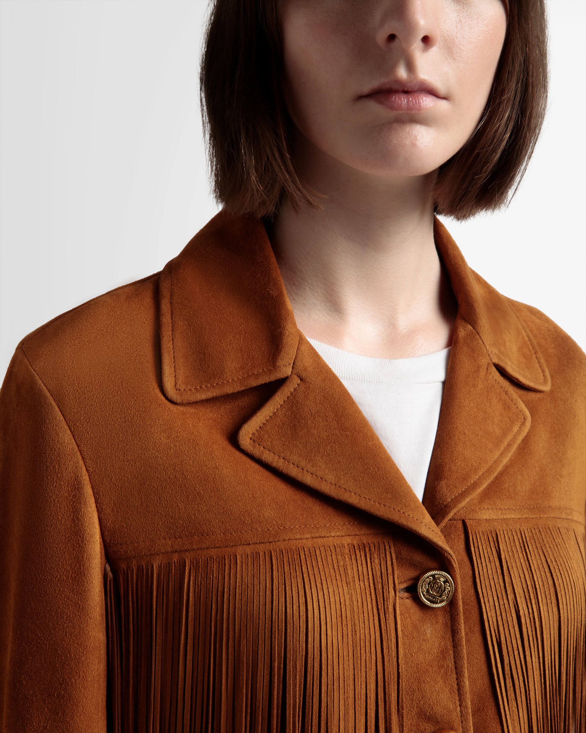 Tasseled Jacket In Desert Suede - Women's - Bally - 04