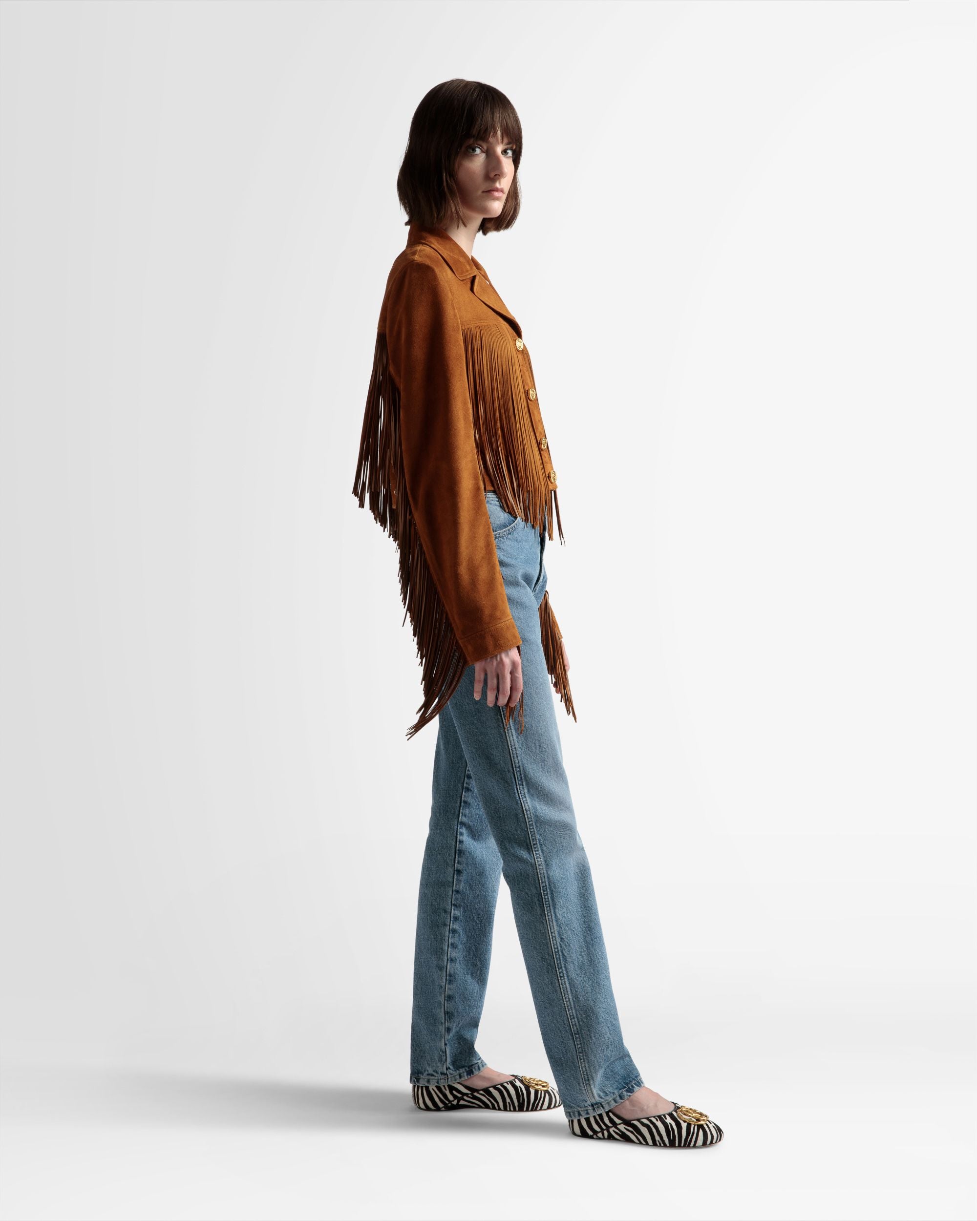 Tasseled Jacket In Desert Suede - Women's - Bally - 05
