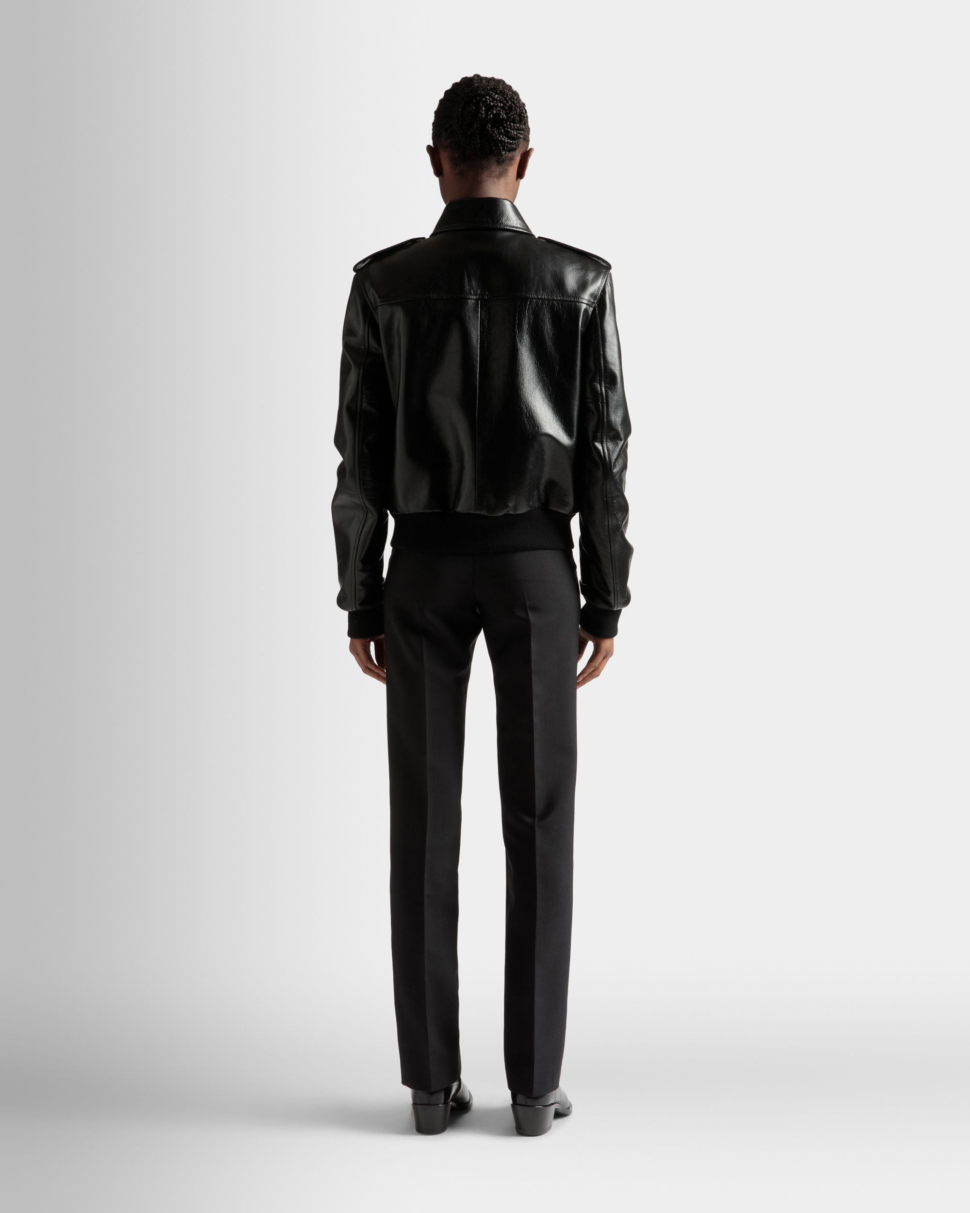 Blouson Bomber En Cuir Noir - Femme - Bally - 05