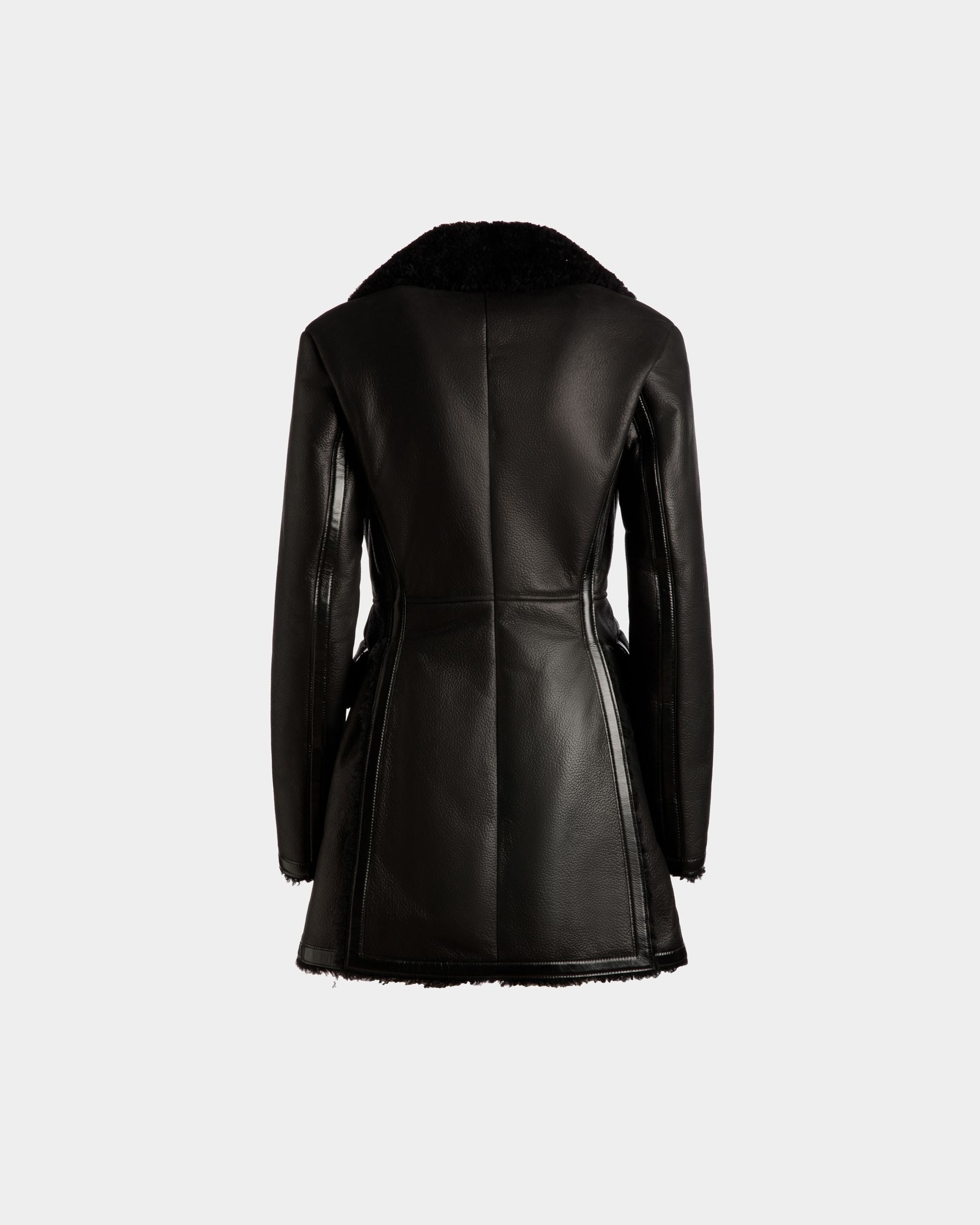 Manteau Doublé De Laine En Cuir Noir - Femme - Bally - 07