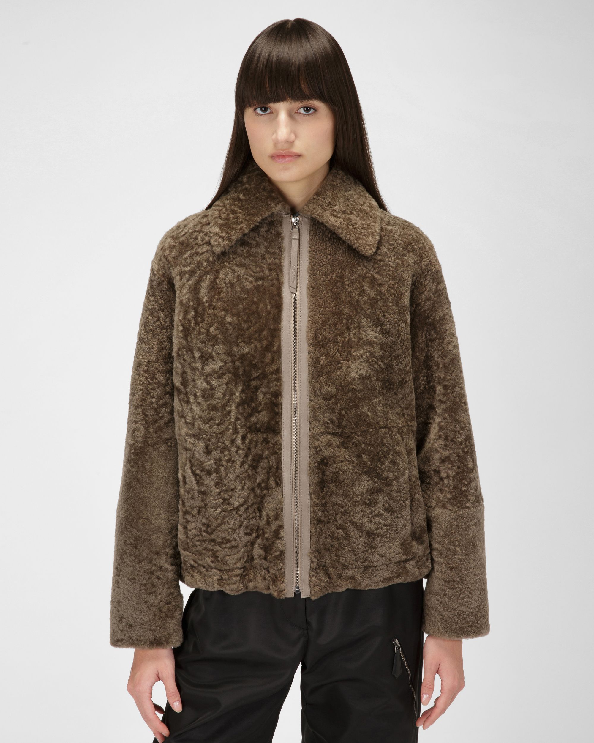 Shearling Jacket In Brown - Women's - Bally - 01