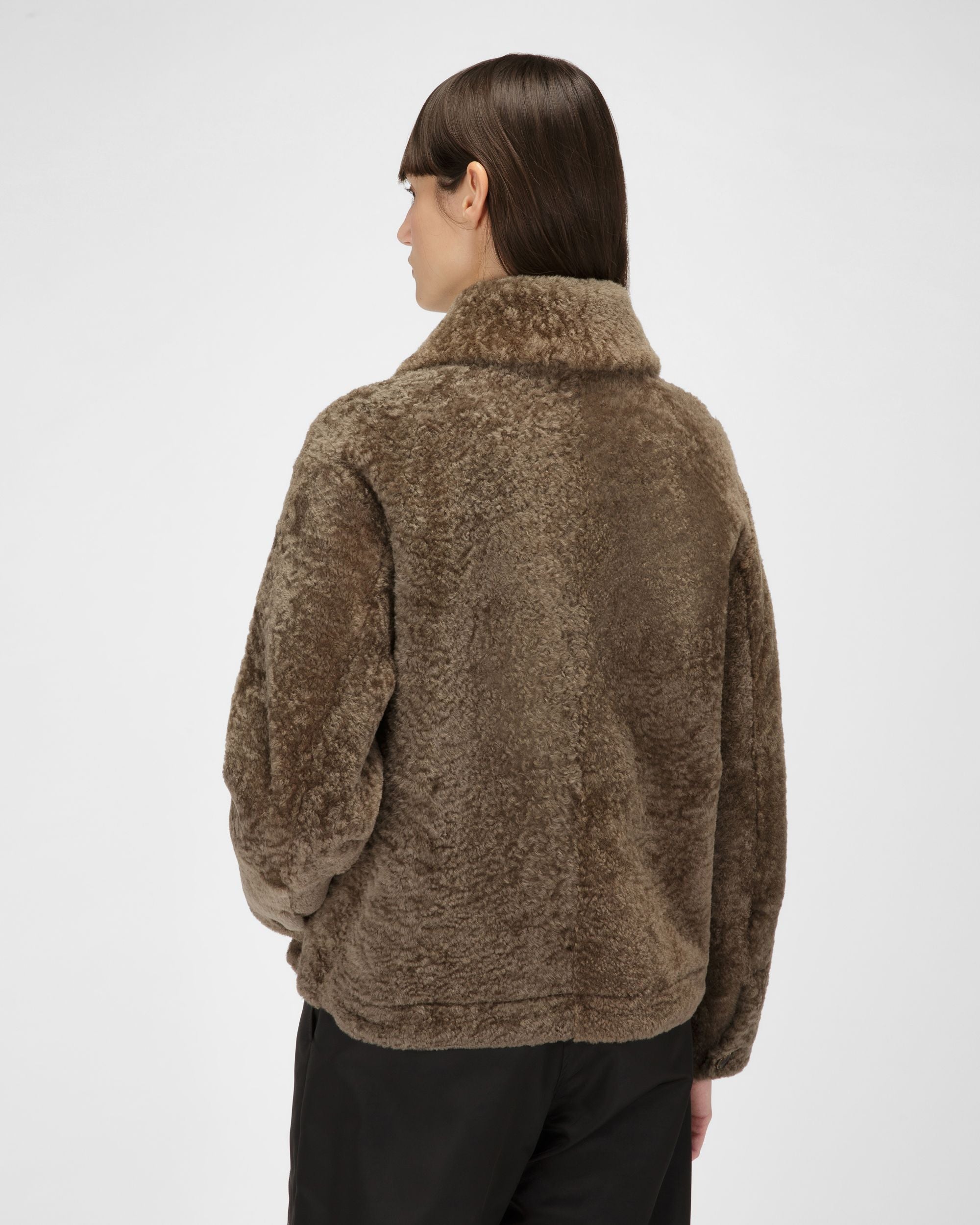 Shearling Jacket In Brown - Women's - Bally - 03