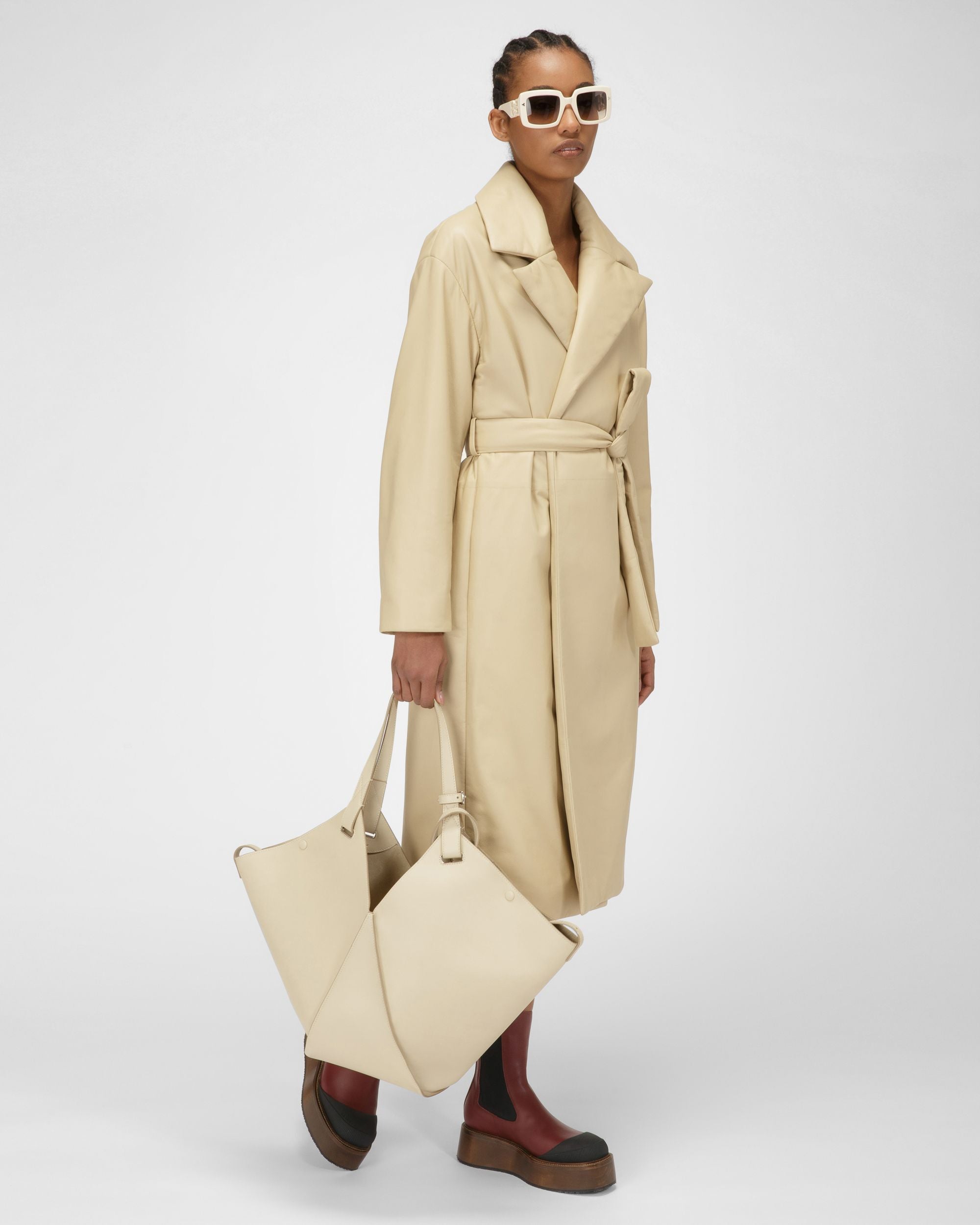 Mantel Aus Beigem Leder - Damen - Bally - 05