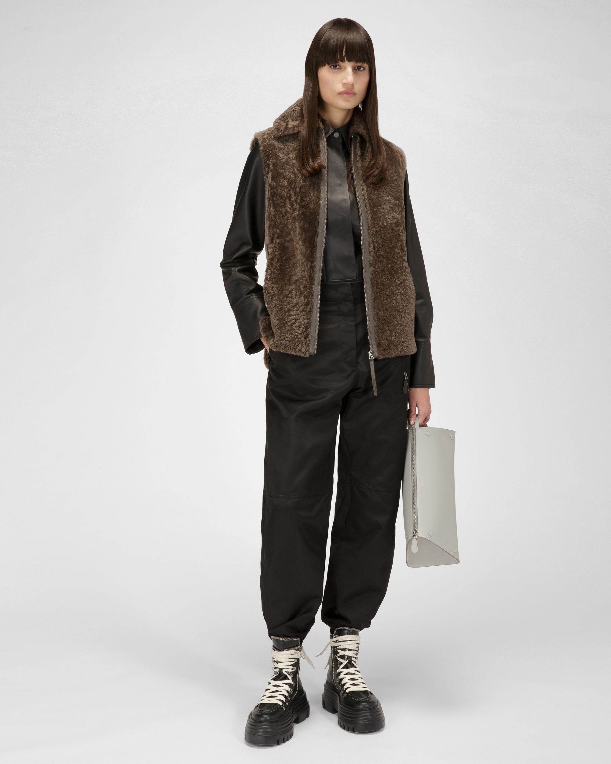 Shearling Vest In Brown - Women's - Bally - 05