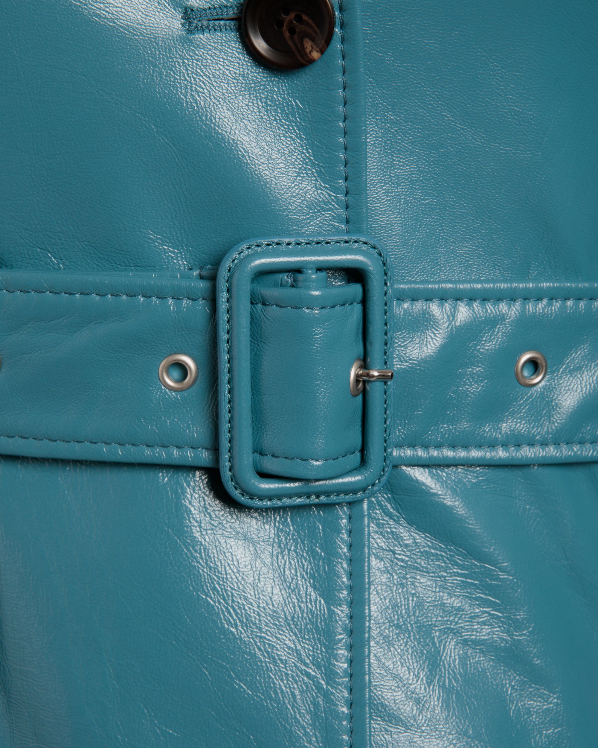 Abrigo Con Cinturón De Piel Medium Blue - Mujer - Bally - 04