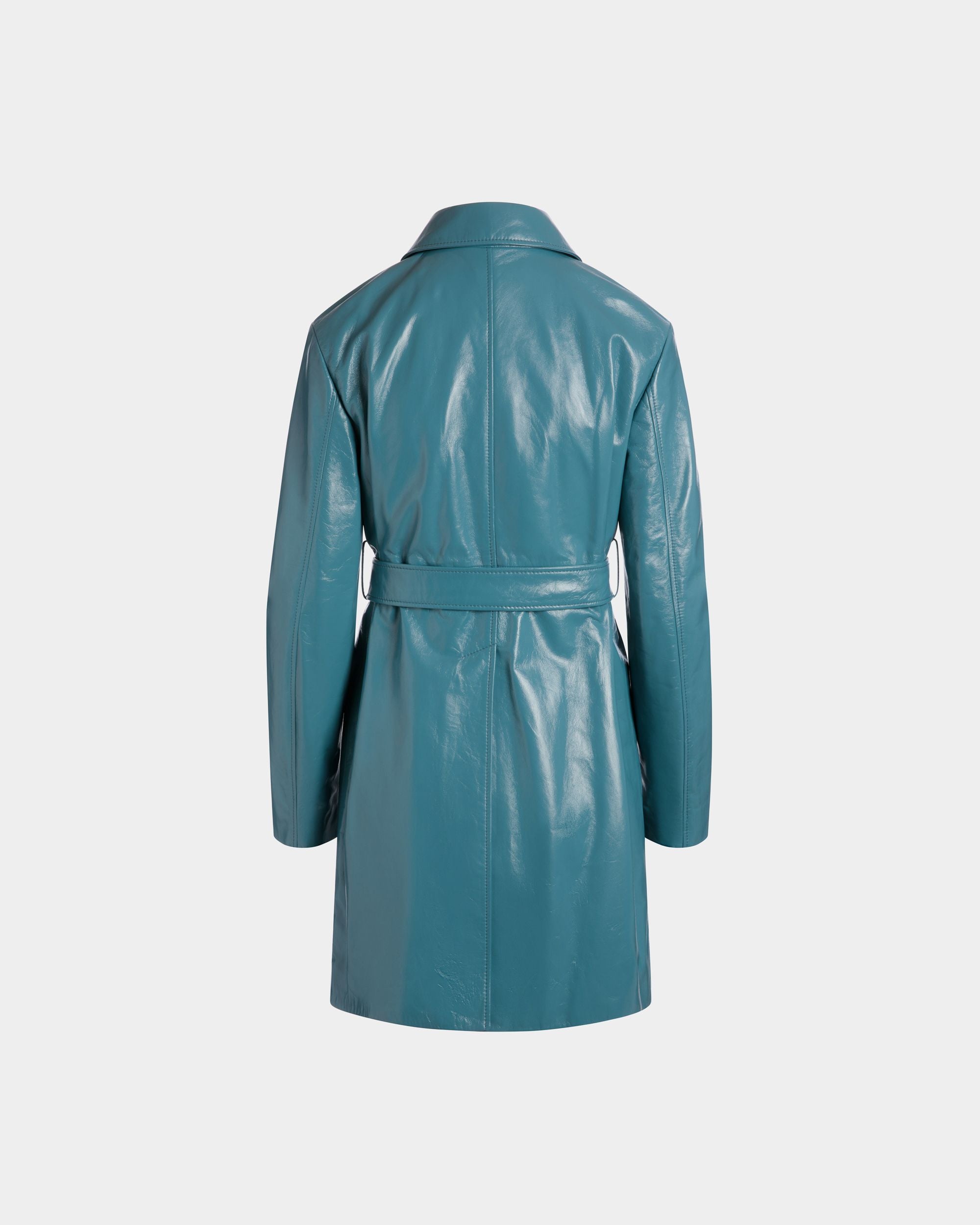 Abrigo Con Cinturón De Piel Medium Blue - Mujer - Bally - 07