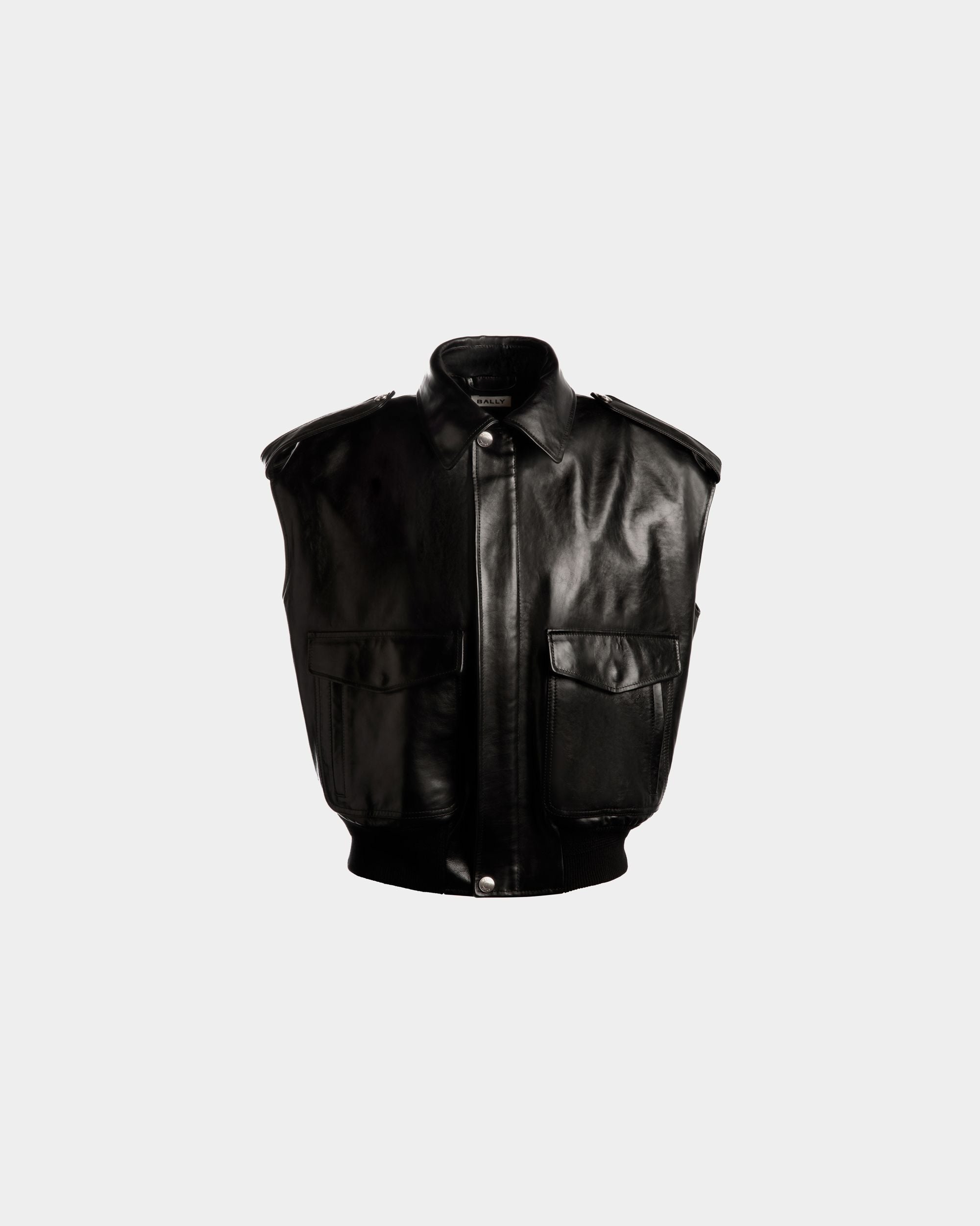 Vest in Black Leather - Women's - Bally - 01