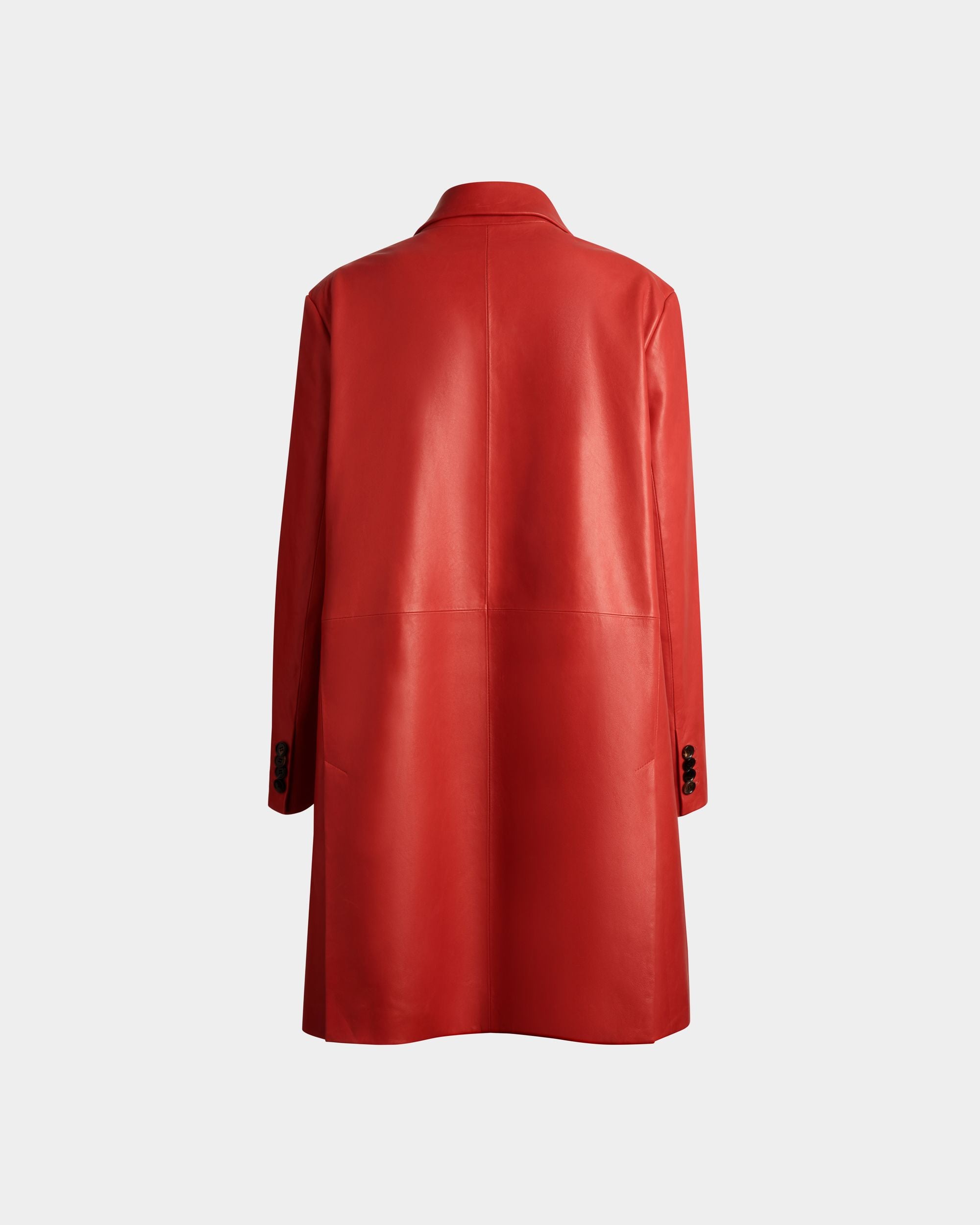 Einreihiger Midi-Mantel Aus Leder In Candy Red - Damen - Bally - 07
