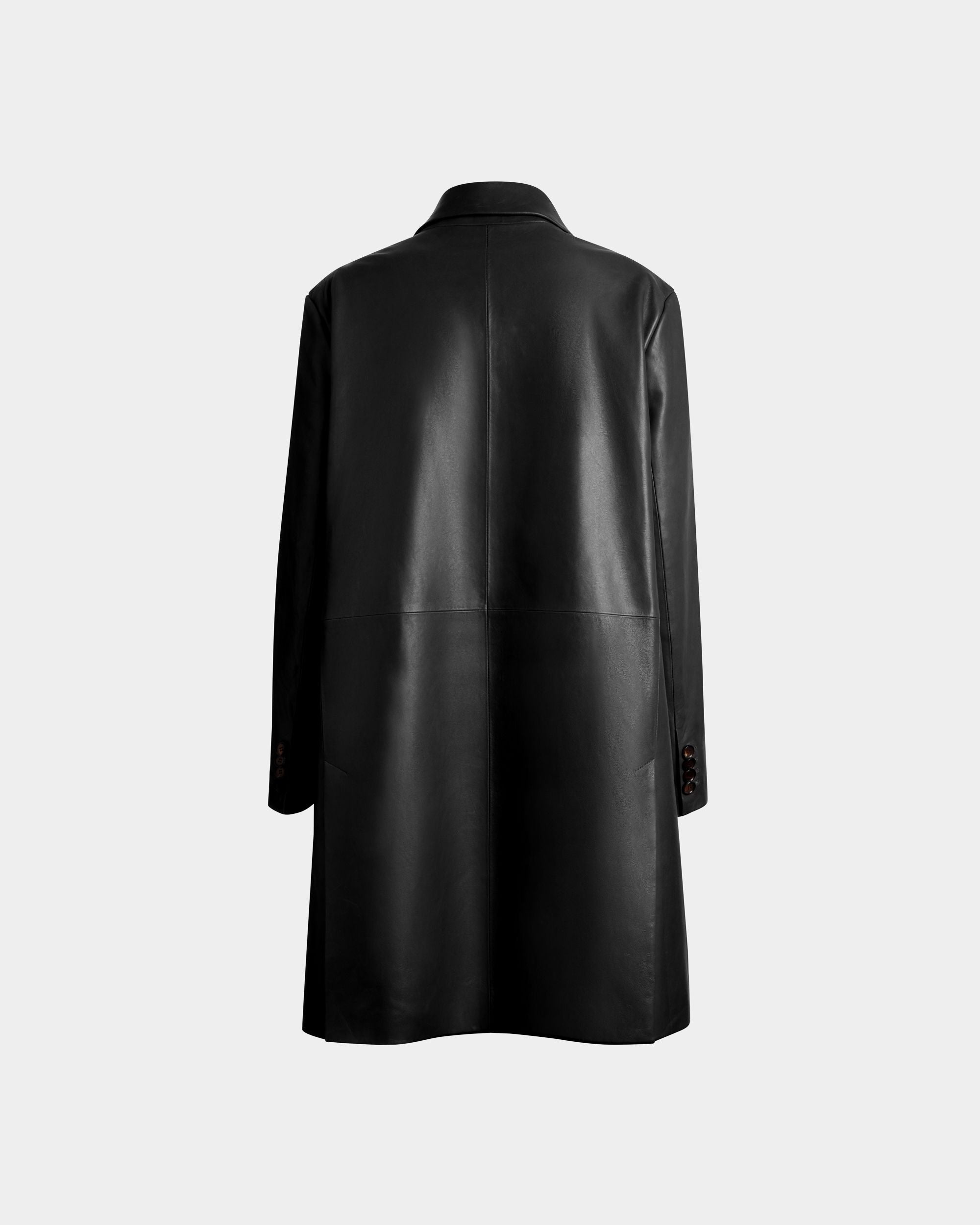 Abrigo Midi De Botonadura Simple De Piel Negra - Mujer - Bally - 03