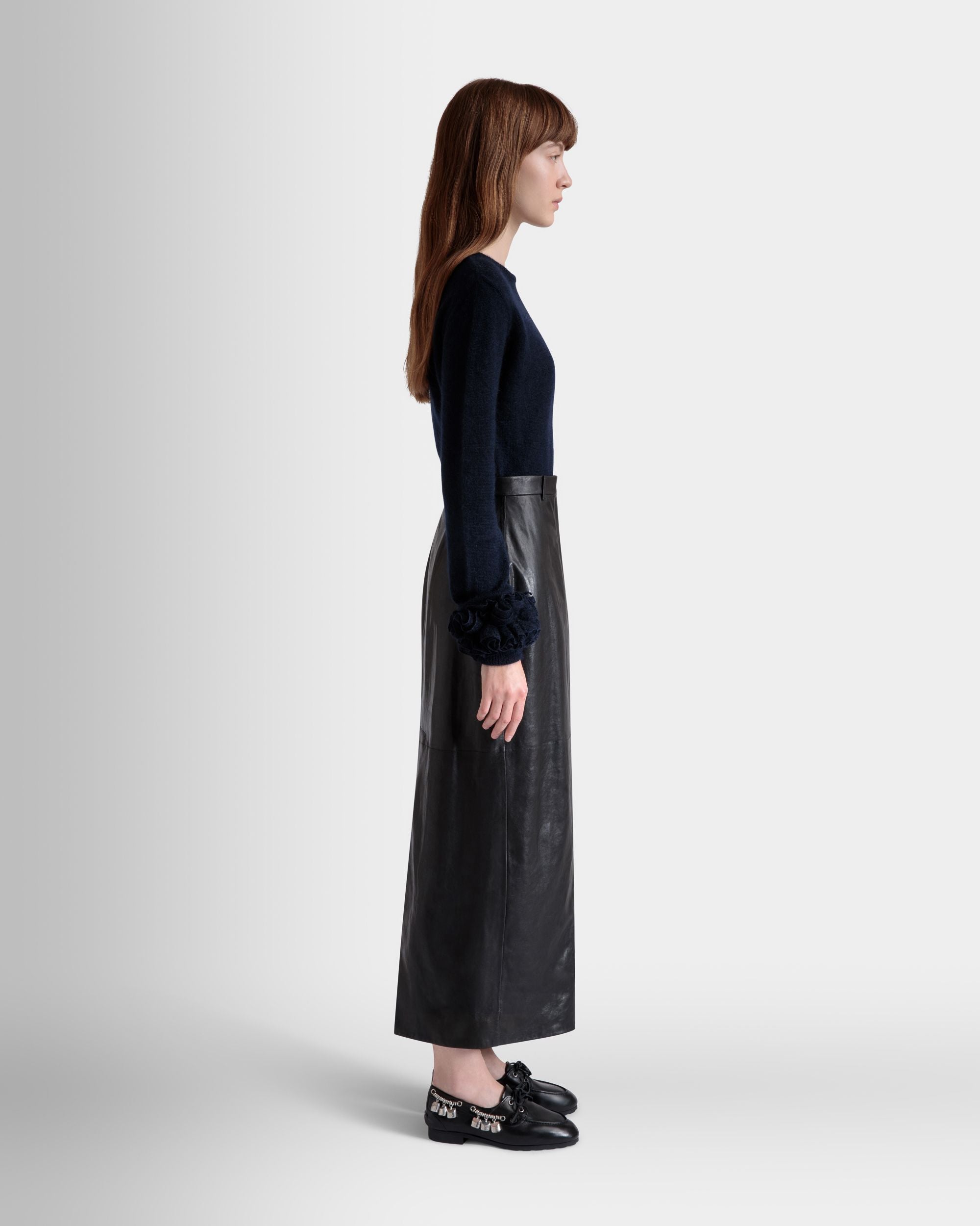 Jupe Longue En Cuir Noir - Femme - Bally - 05