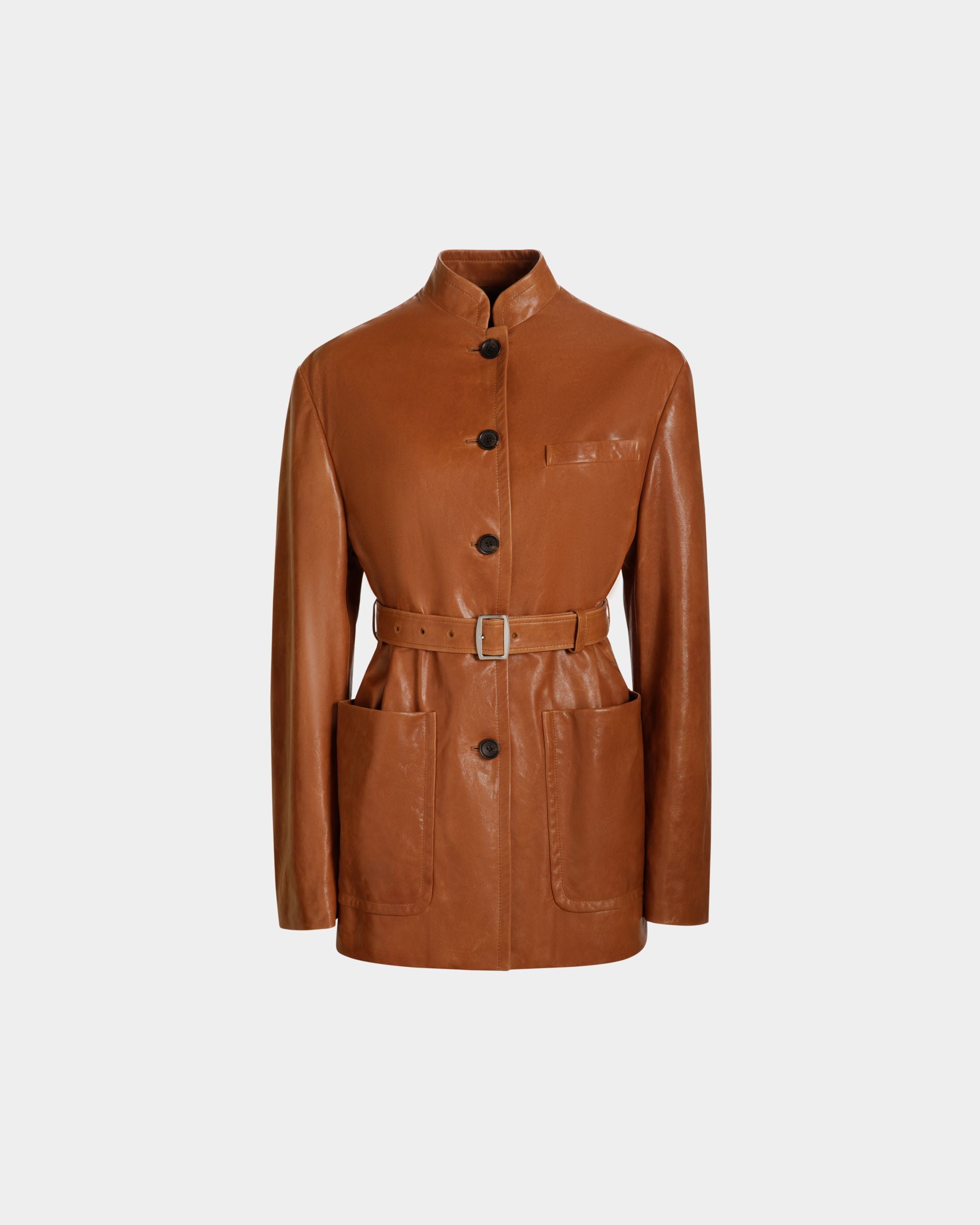 Jacke Mit Gürtel Aus Leder In Braun - Damen - Bally - 01
