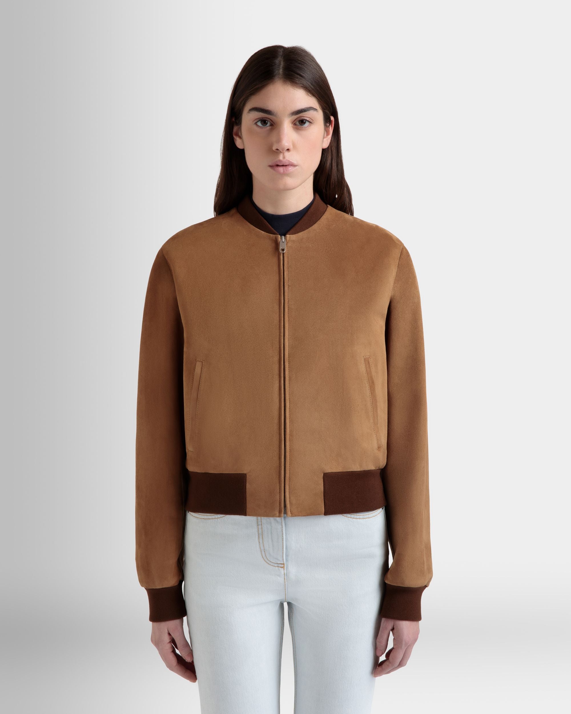 Bomberjacke Aus Braunem Veloursleder - Damen - Bally - 08