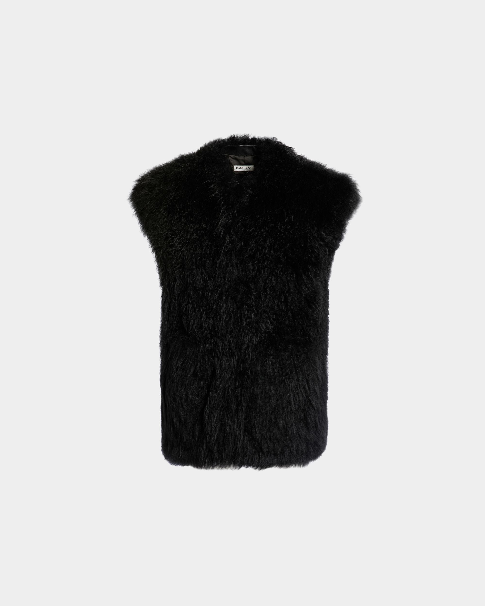 Gilet De La Capsule D’hiver En Shearling Noir - Femme - Bally - 01