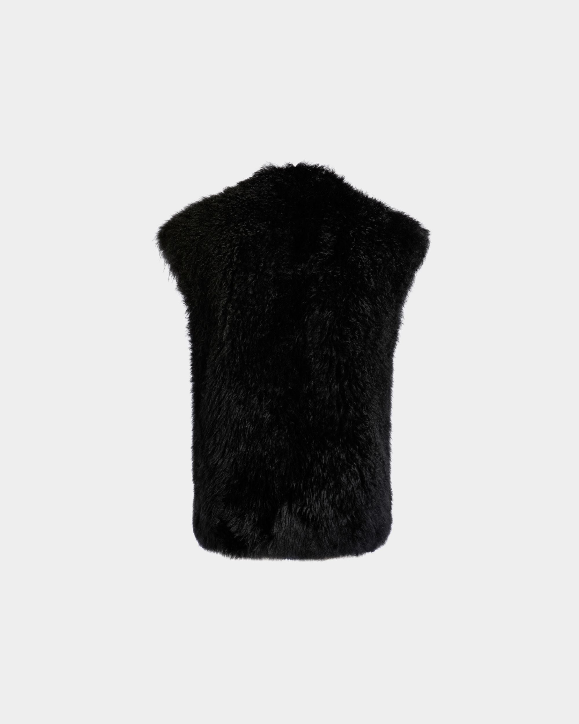 Gilet De La Capsule D’hiver En Shearling Noir - Femme - Bally - 07