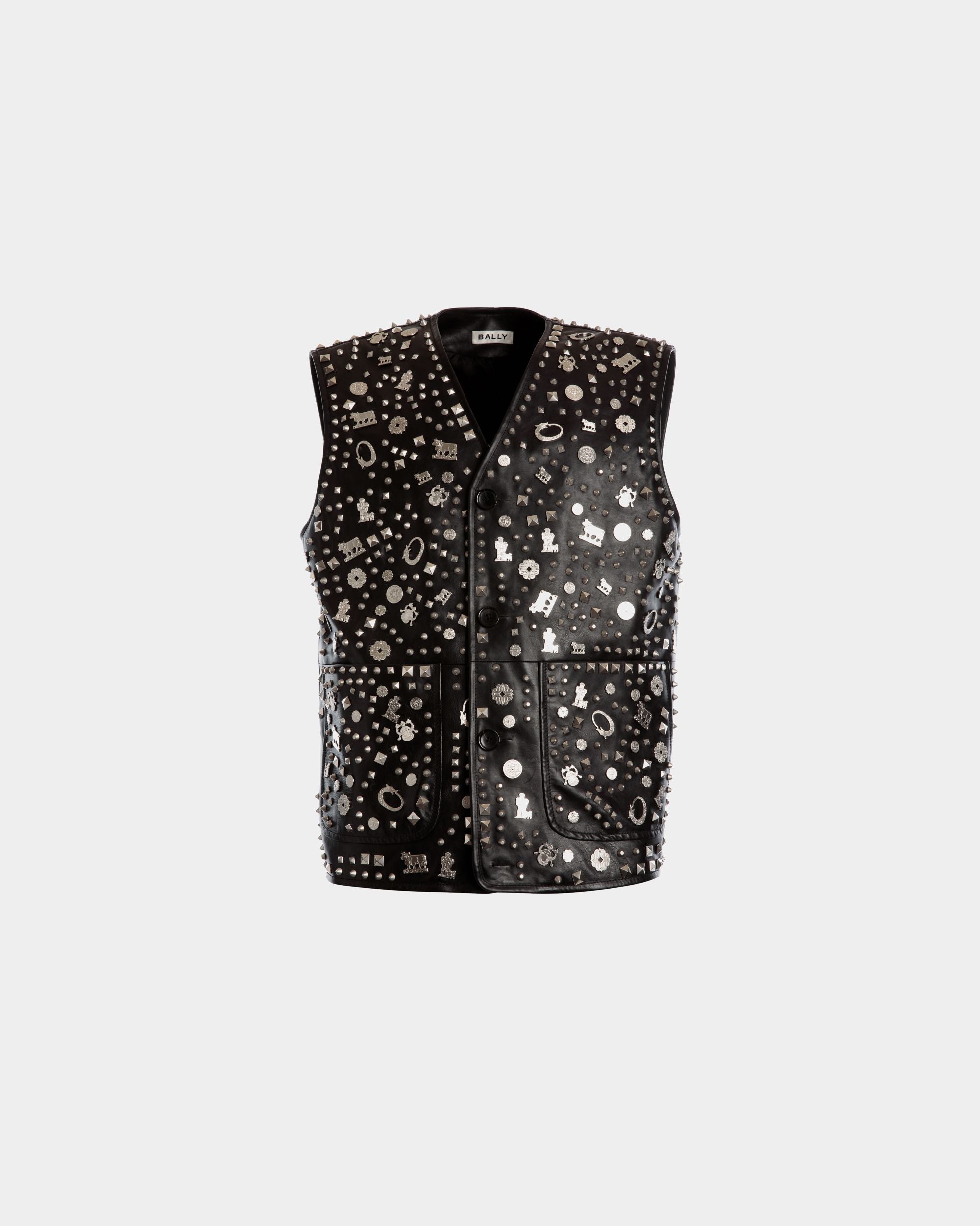 Weste Aus Schwarzem Leder Mit Nieten - Damen - Bally - 01
