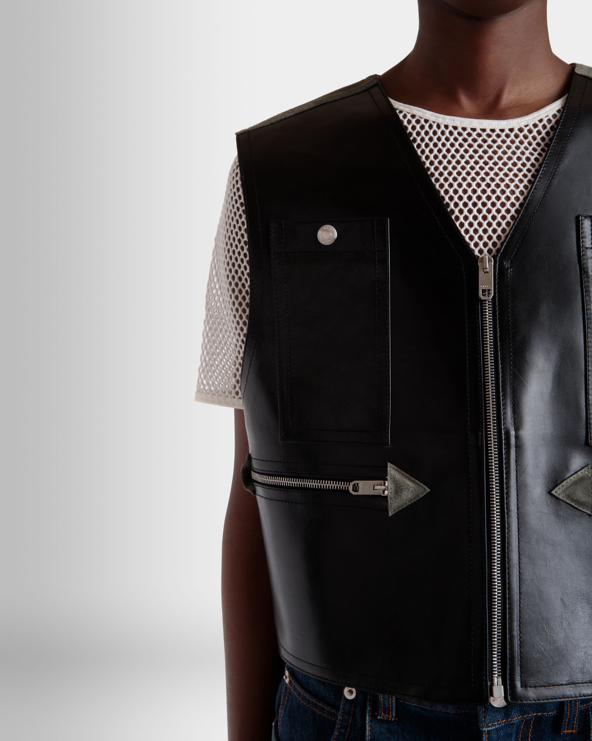 Gilet En Cuir Noir - Femme - Bally - 03