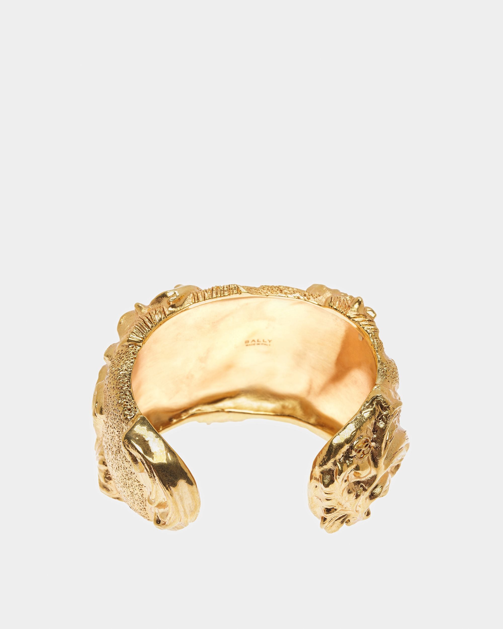 Sculptural-Effect Chunky Cuff Bracelet In Yellow-Gold - Women's - Bally - 03