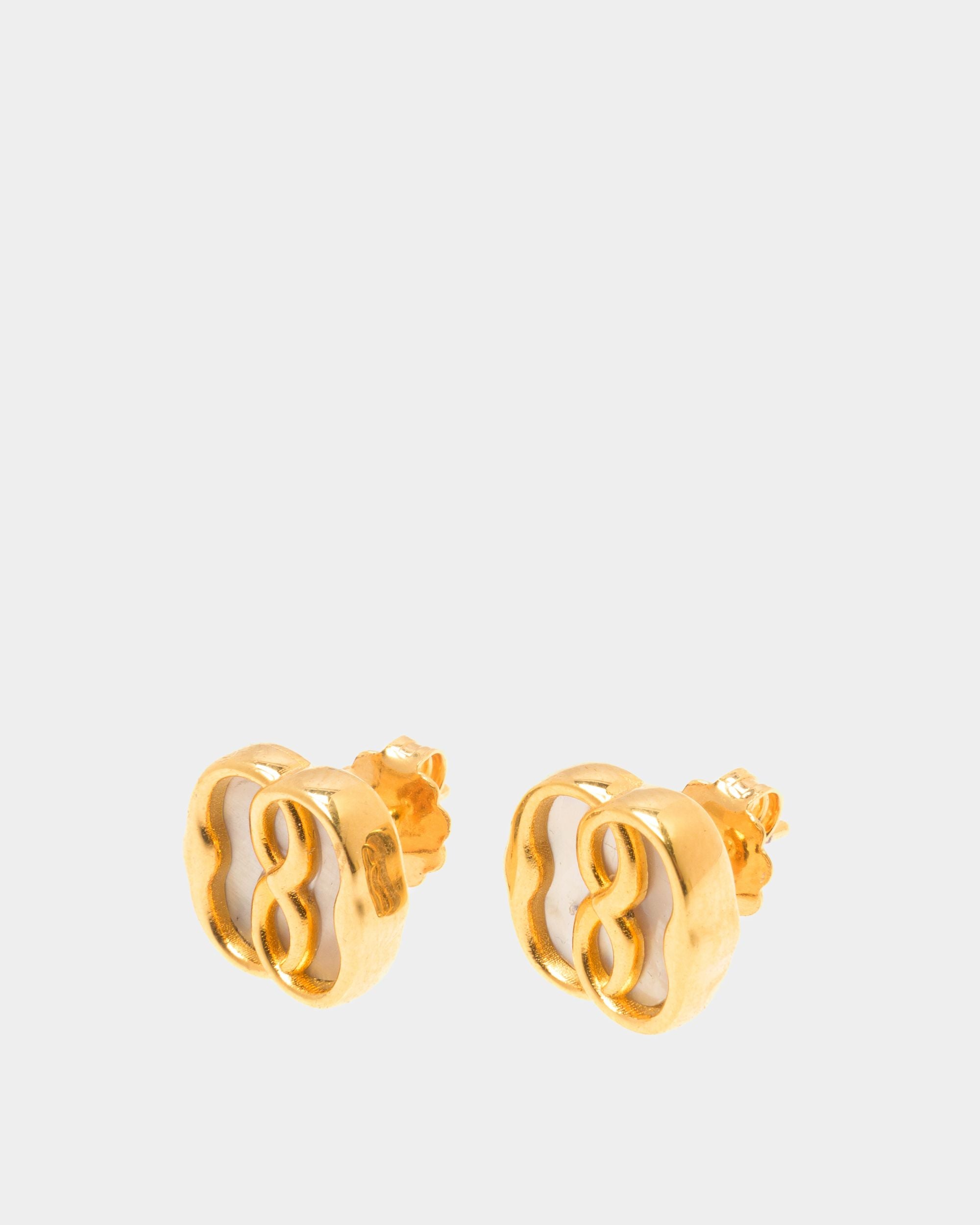 Emblem Ohrstecker Aus Goldfarbenem Ecobrass Und Perlmutt - Damen - Bally - 01