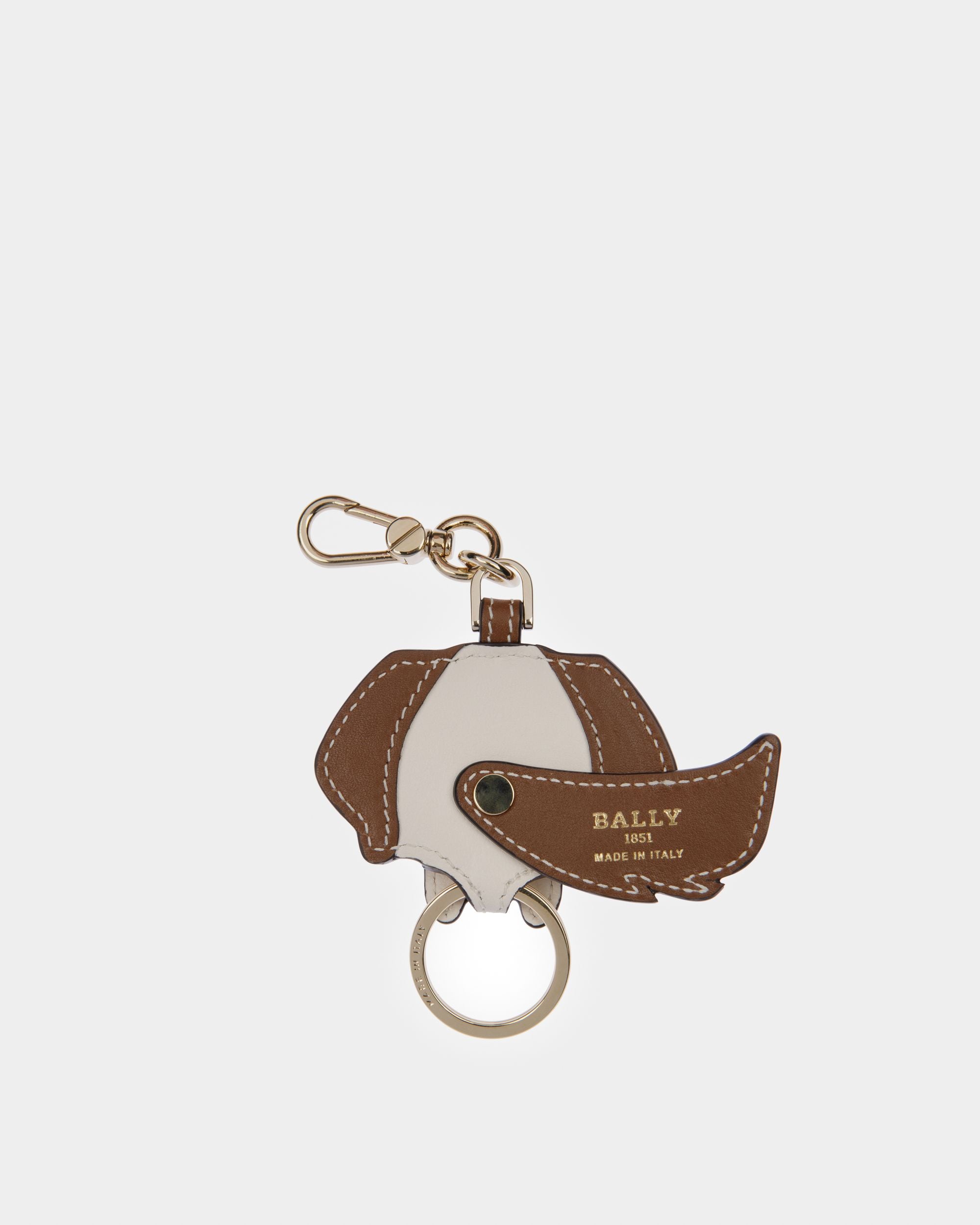 Bernye Porte-Clés En Cuir Ivoire Et Marron - Femme - Bally - 02