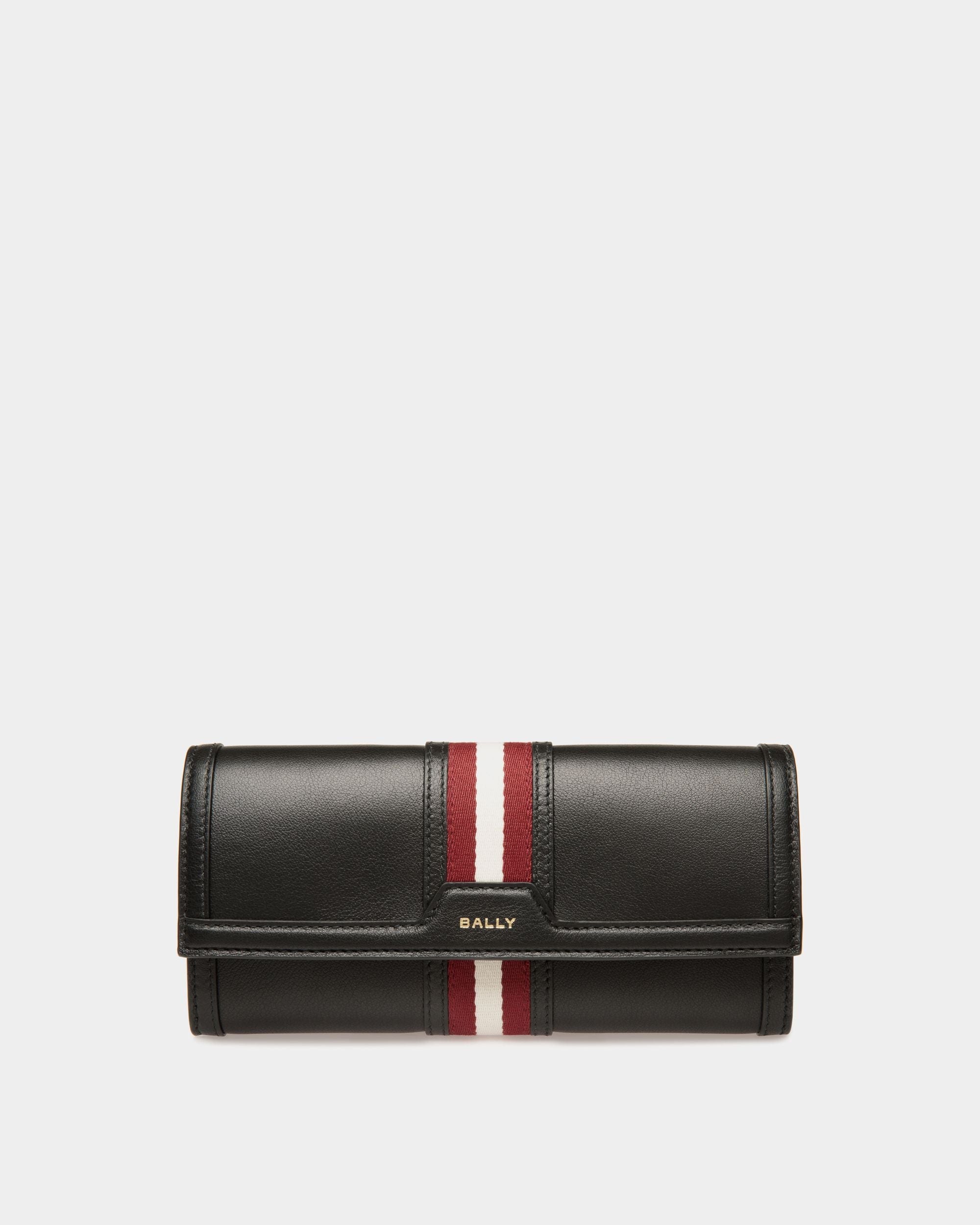 Portefeuille Long Code En Cuir Noir - Femme - Bally - 01